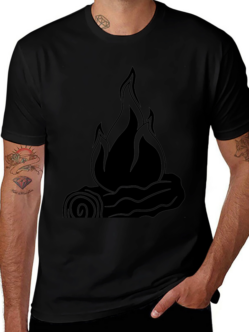Campfire Graphic Tee - Black Cotton T-Shirt