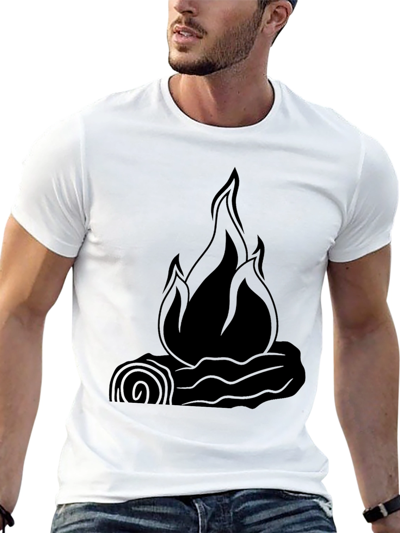 Campfire Graphic Tee - Black Cotton T-Shirt