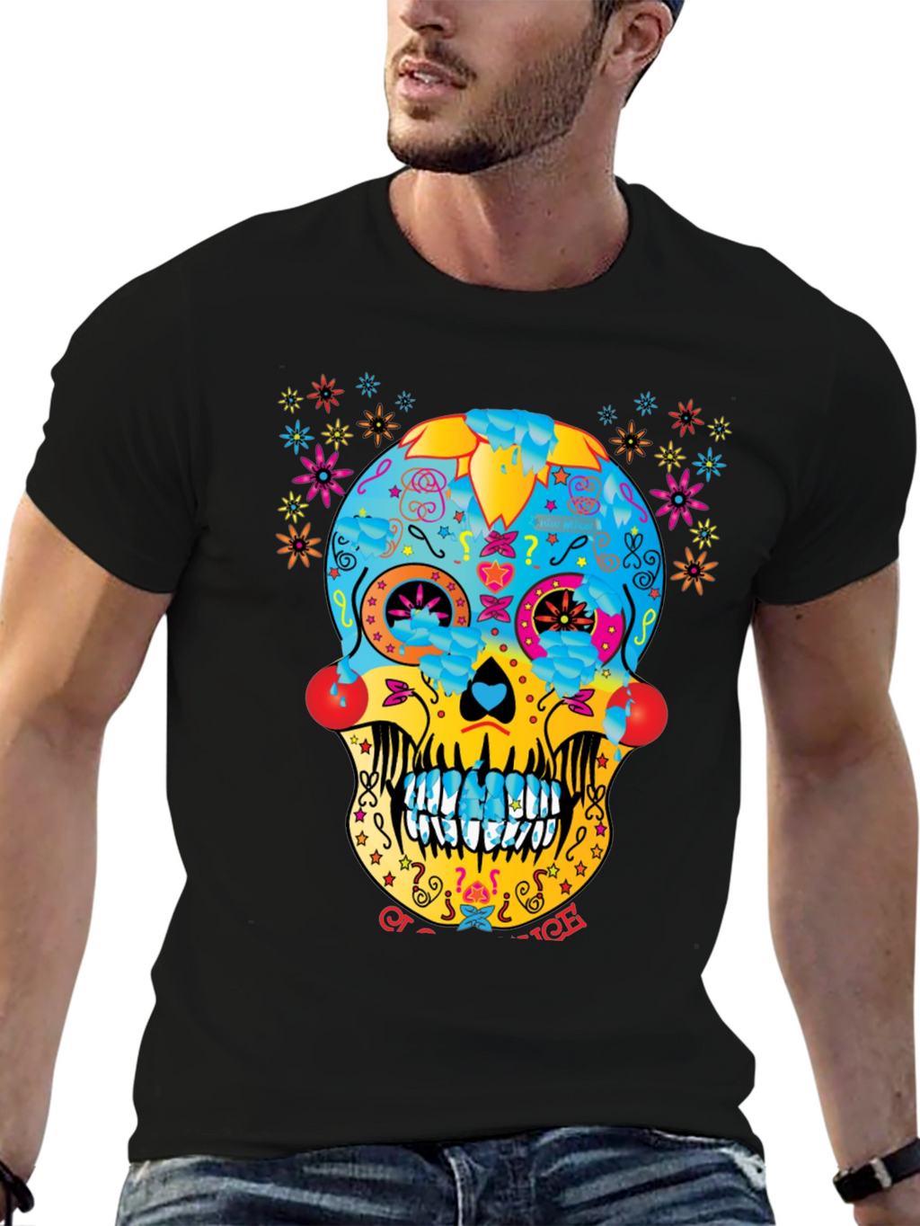 Day of the Dead Sugar Skull T-Shirt - Black