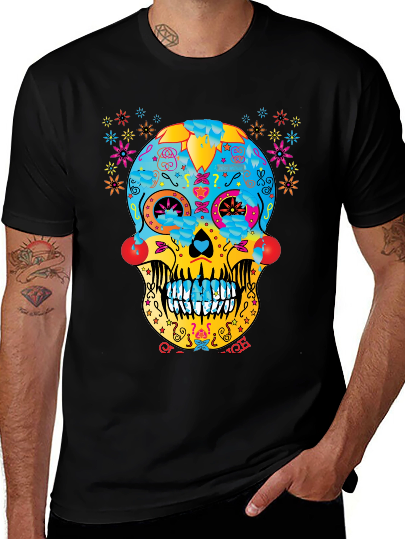 Day of the Dead Sugar Skull T-Shirt - Black