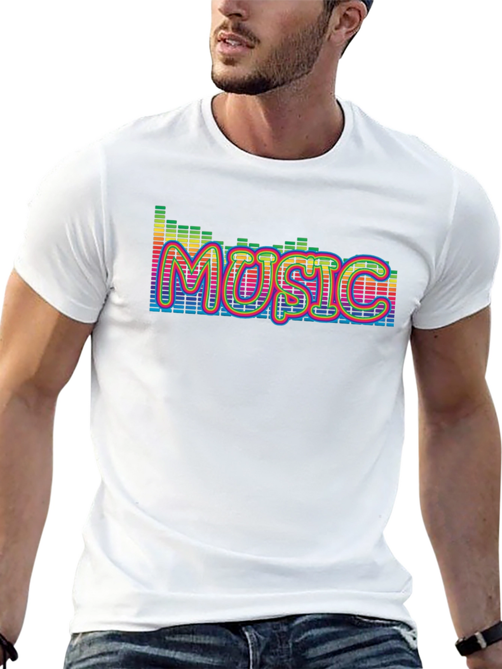 Music Graphic Print Black T-Shirt