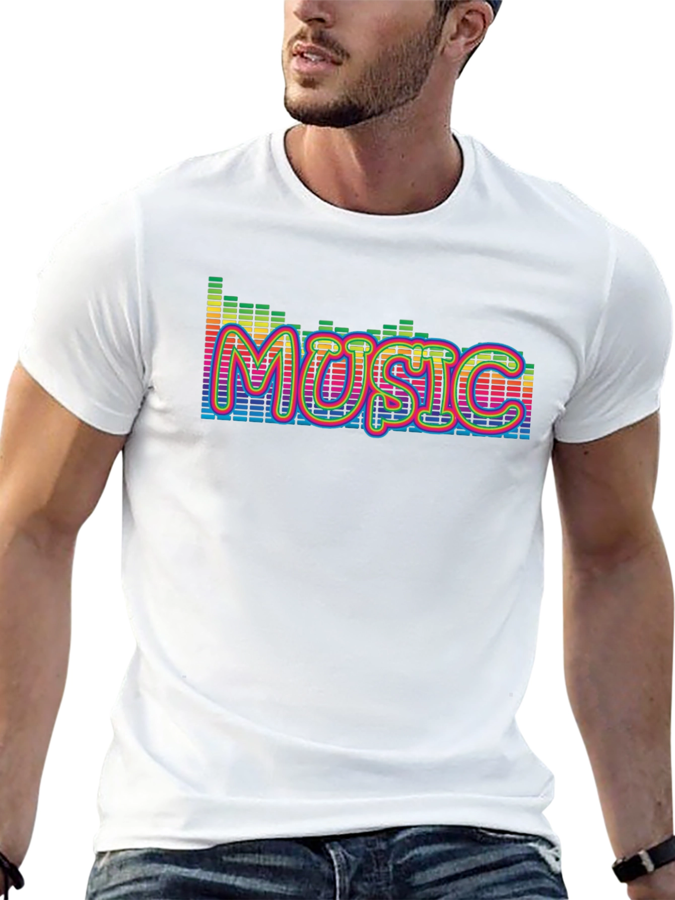 Music Graphic Print Black T-Shirt