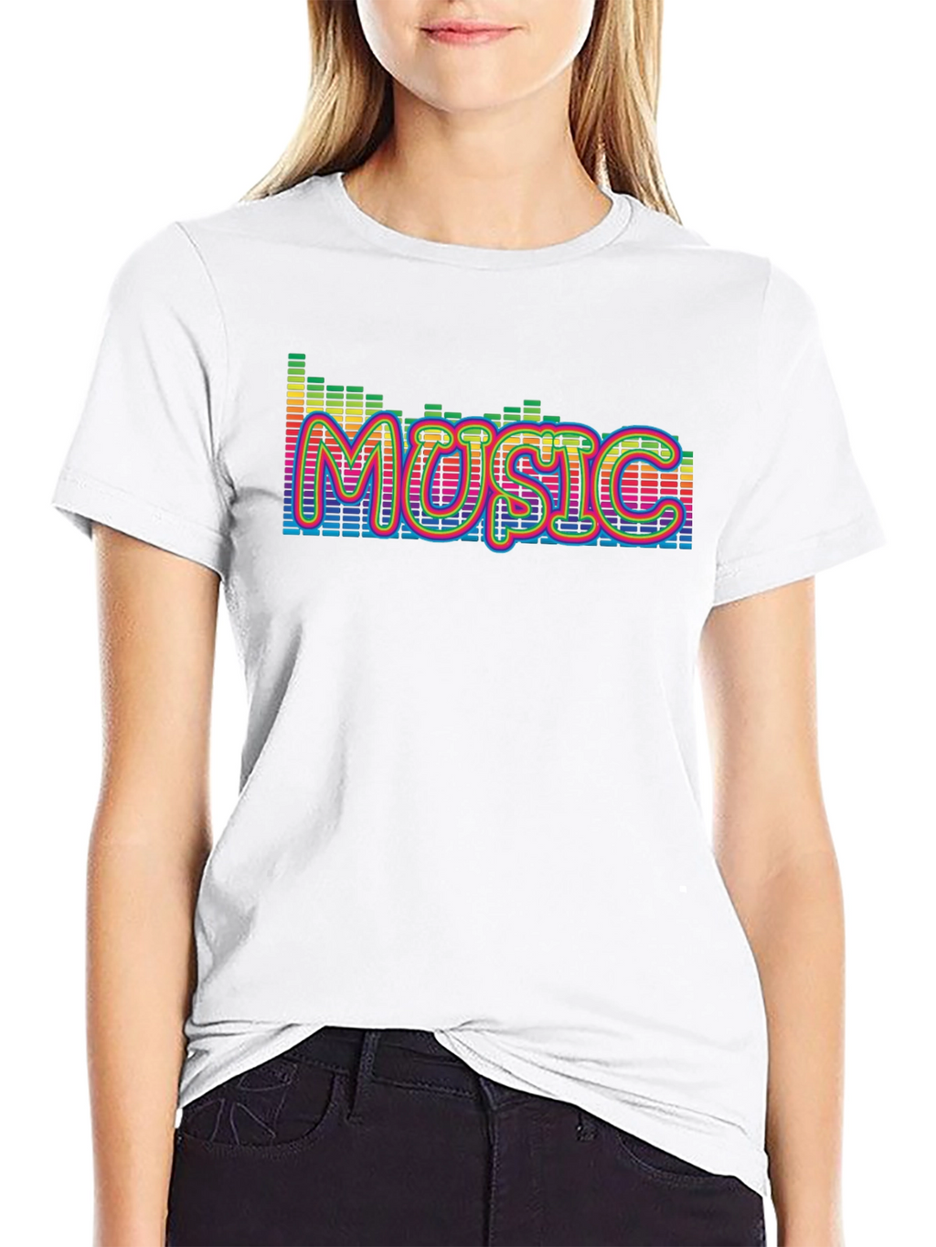 Music Graphic Print Black T-Shirt