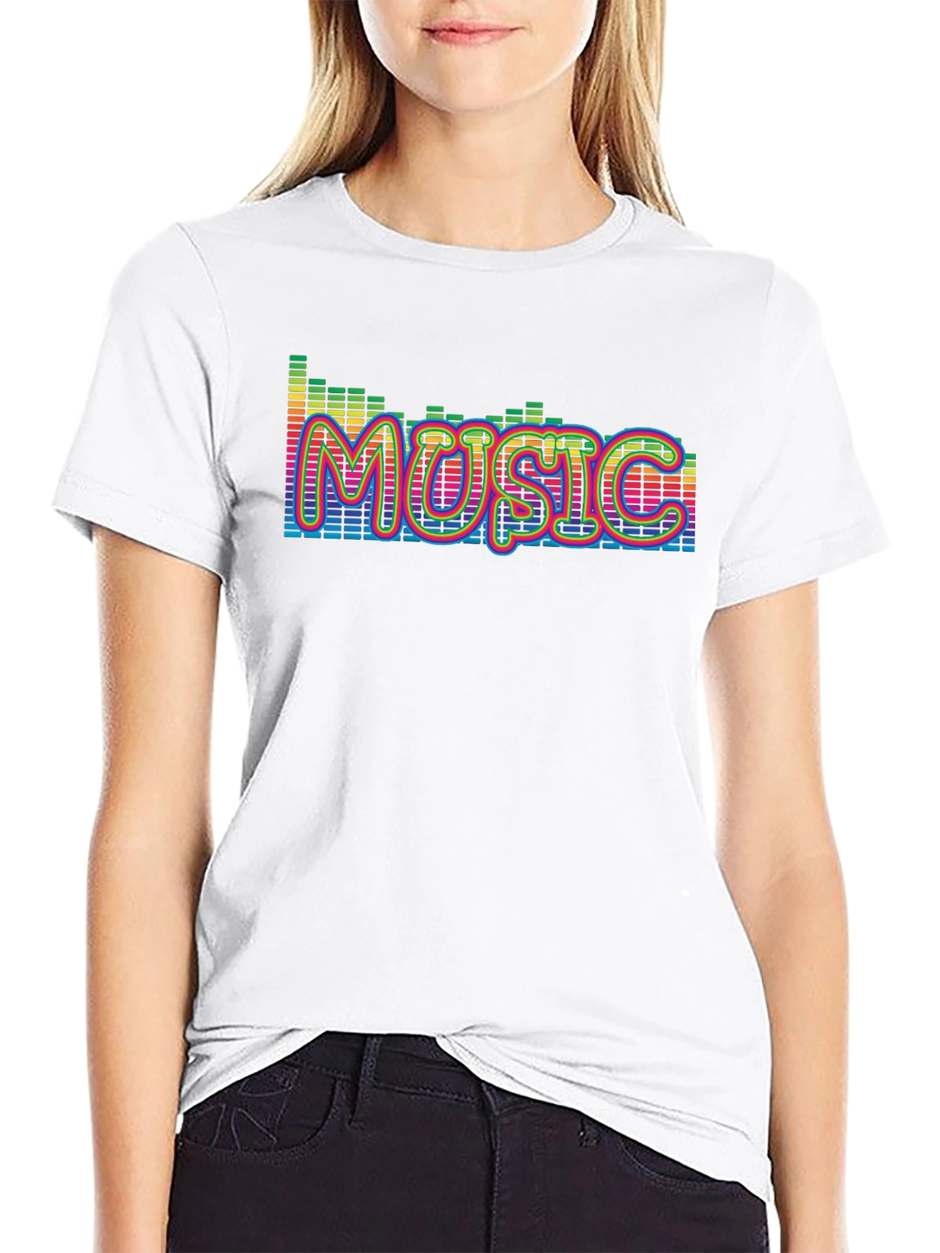 Music Graphic Print Black T-Shirt