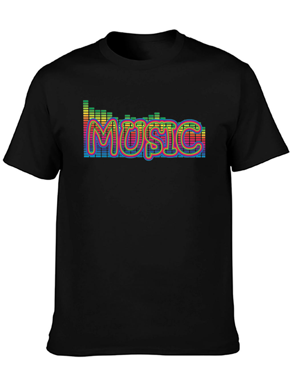 Music Graphic Print Black T-Shirt