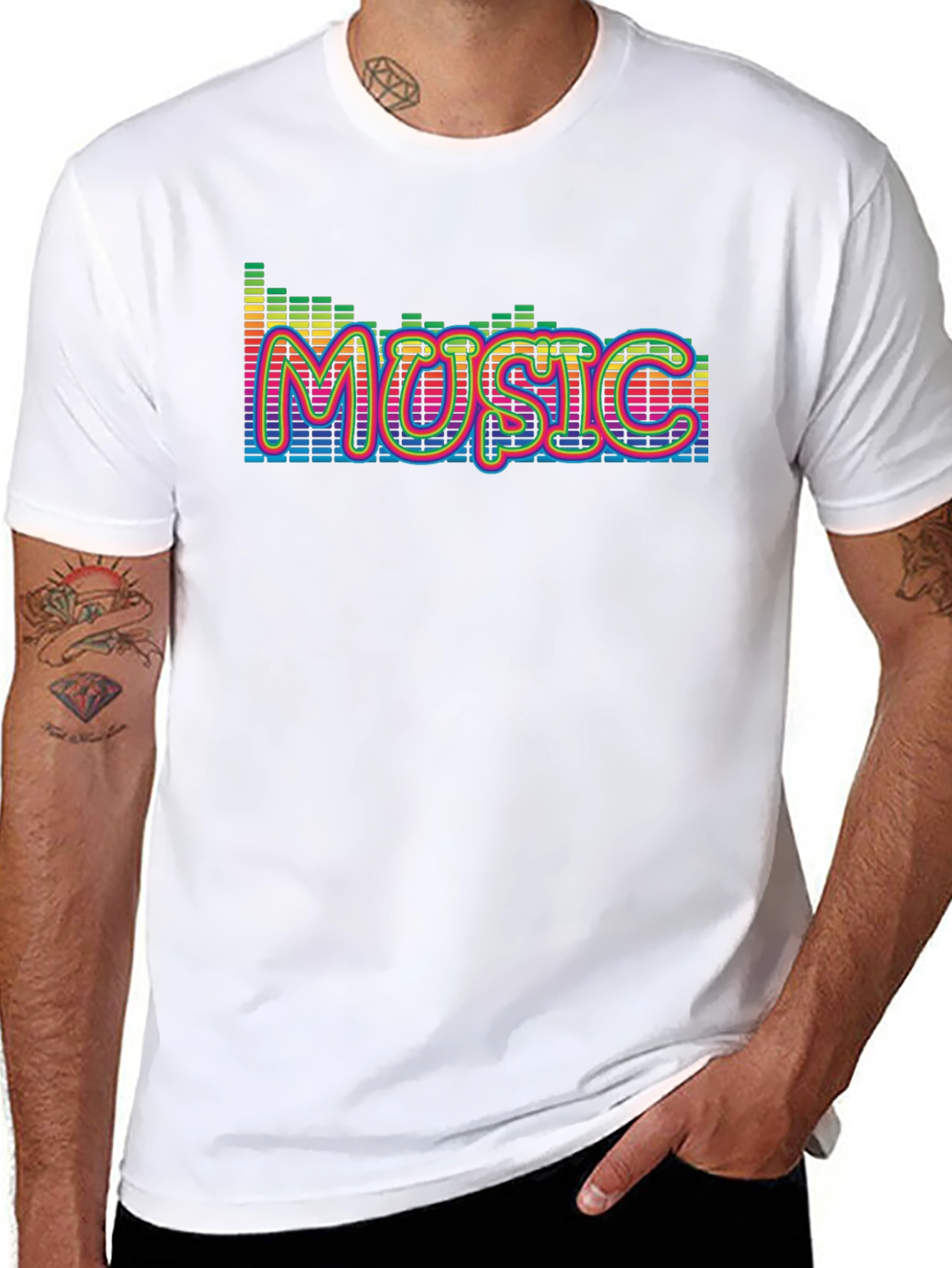 Music Graphic Print Black T-Shirt
