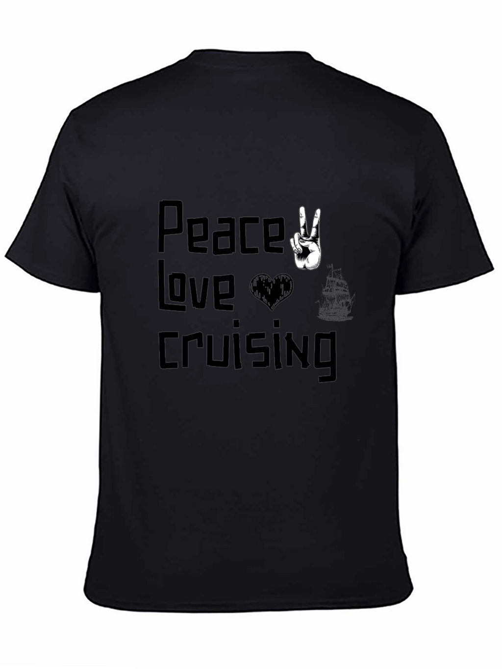Peace Love Cruising Black Graphic T-Shirt