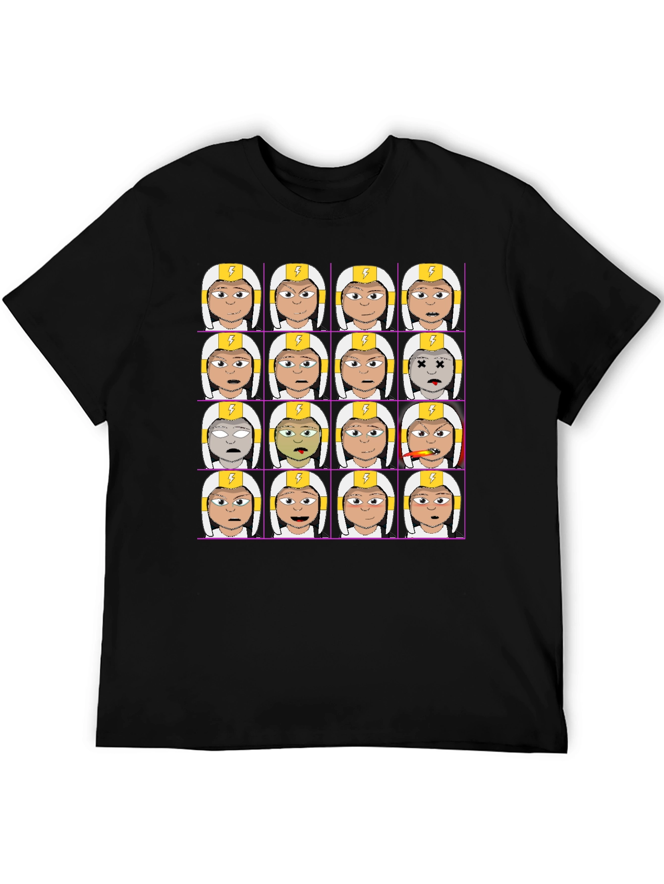 Funny Character Grid Print T-Shirt