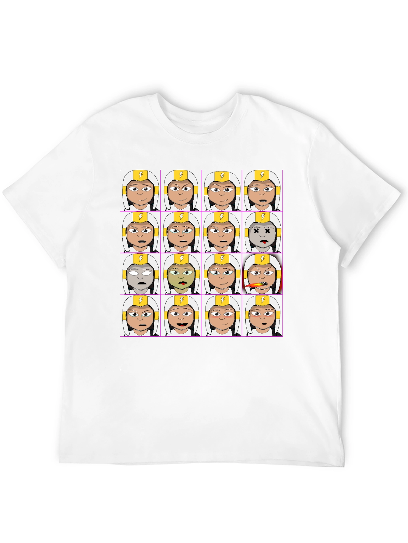 Funny Character Grid Print T-Shirt