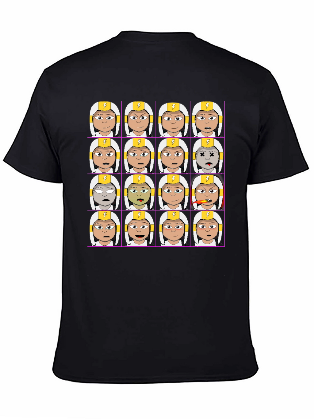 Funny Character Grid Print T-Shirt