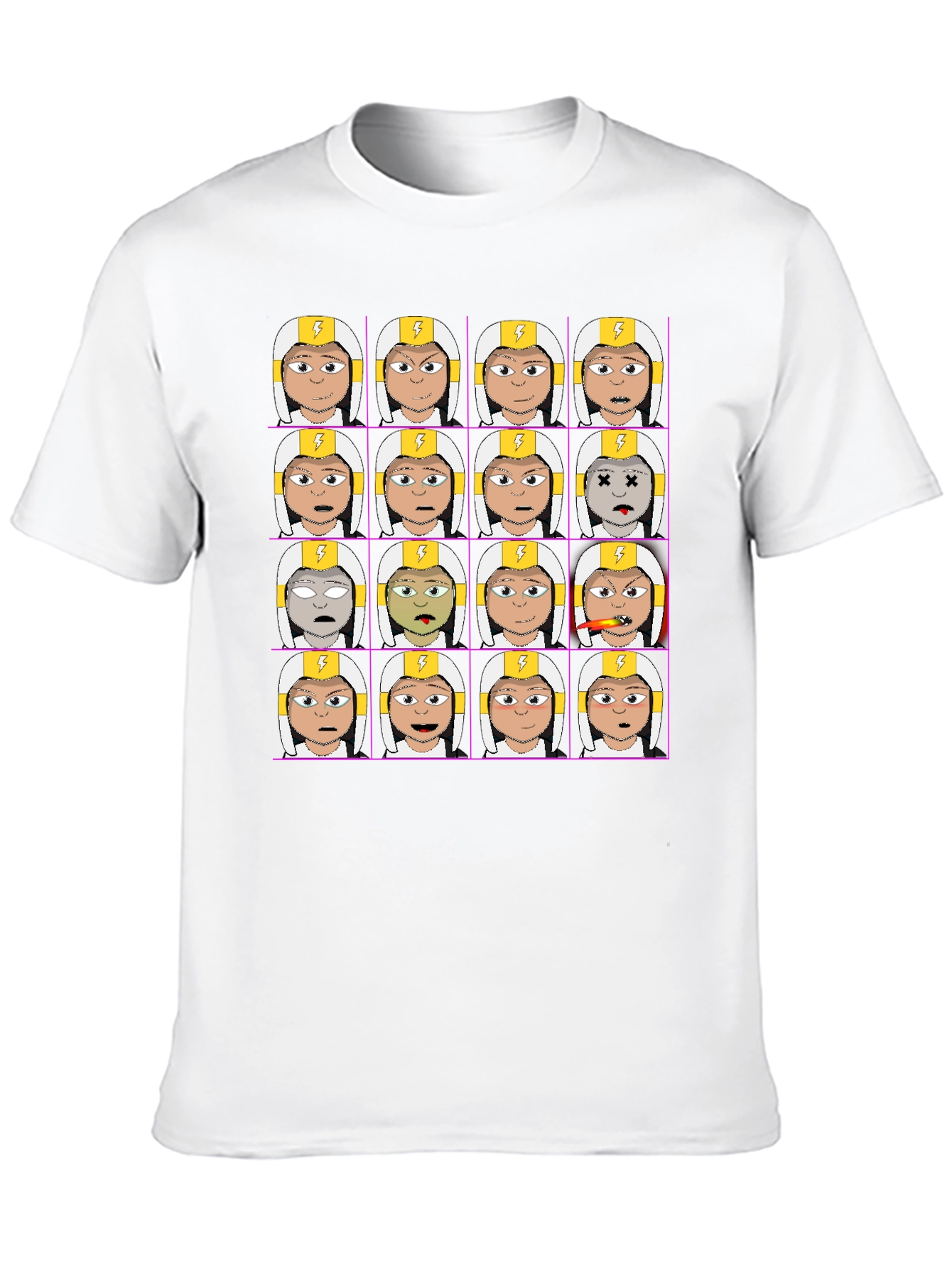 Funny Character Grid Print T-Shirt