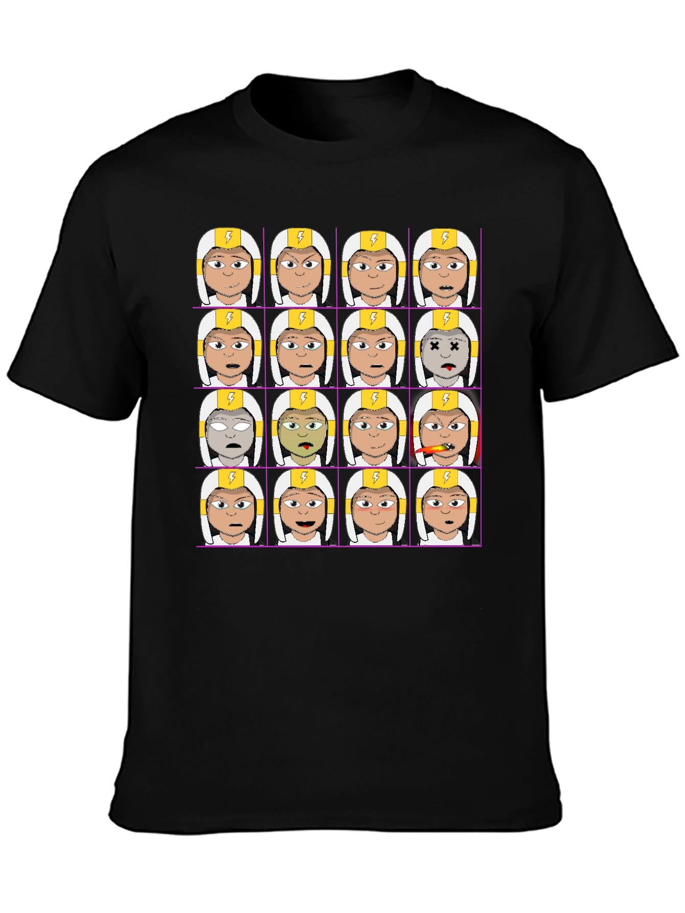 Funny Character Grid Print T-Shirt