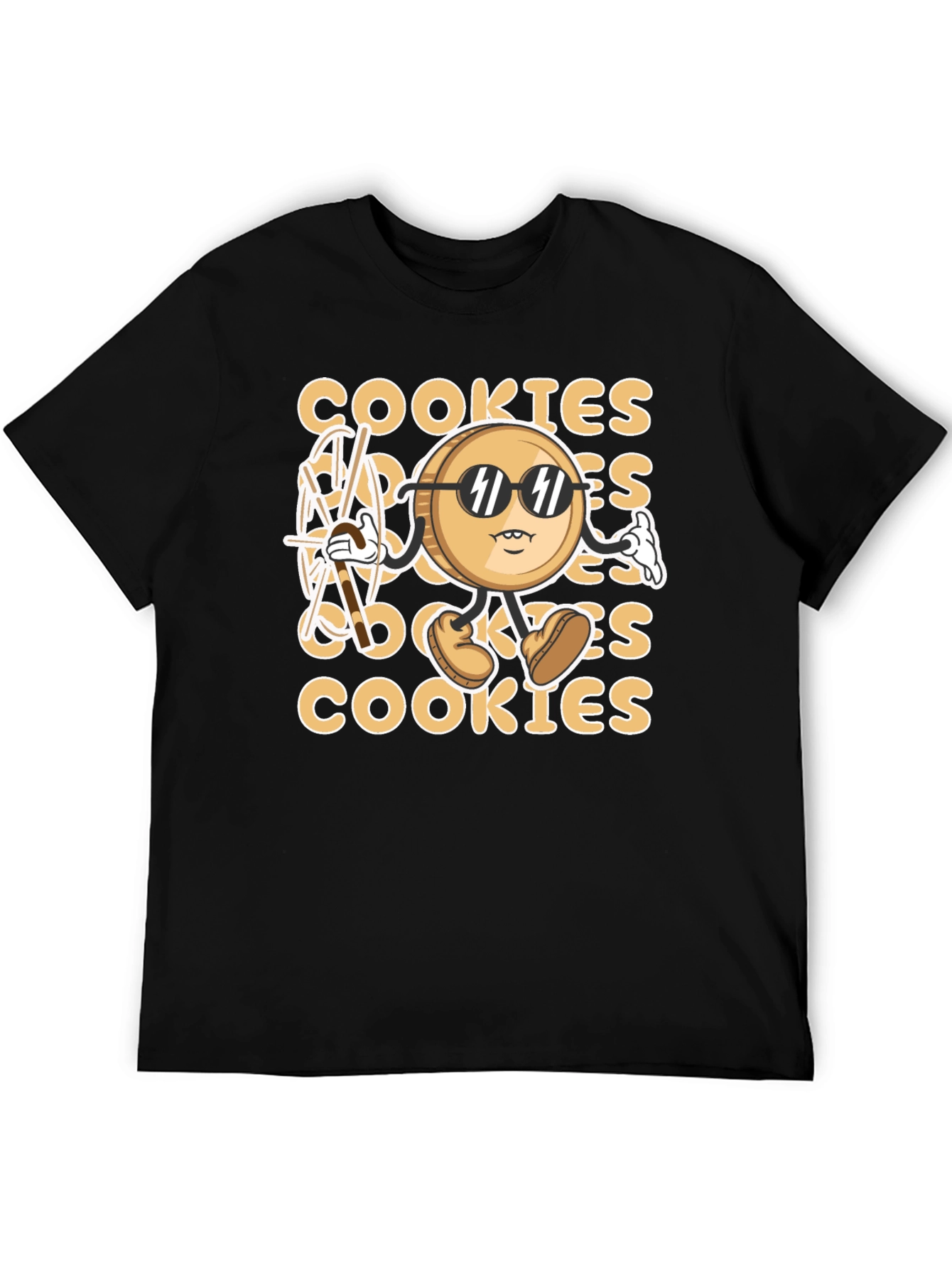 Cool Cookie Cartoon Graphic T-Shirt - Black