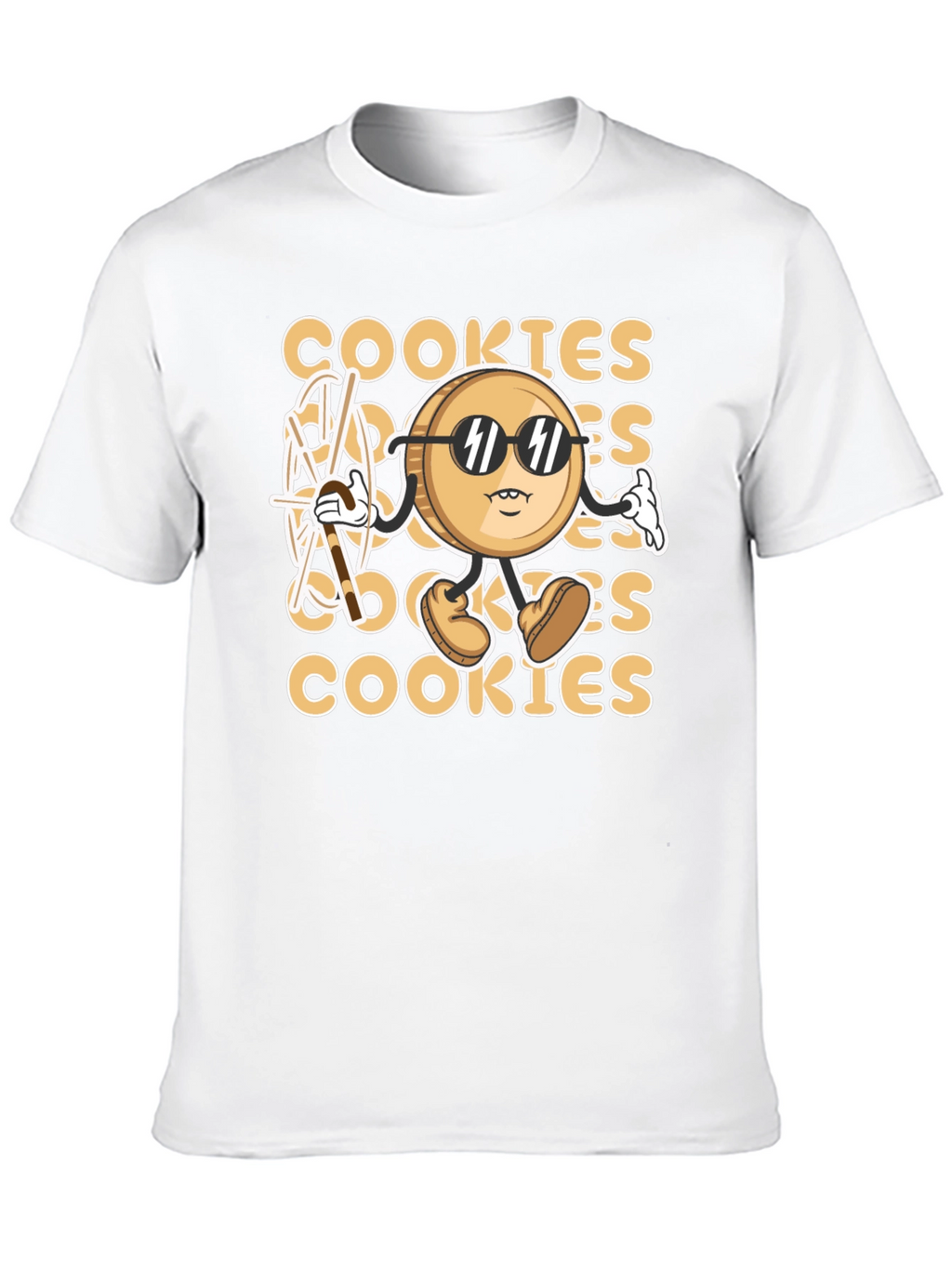 Cool Cookie Cartoon Graphic T-Shirt - Black