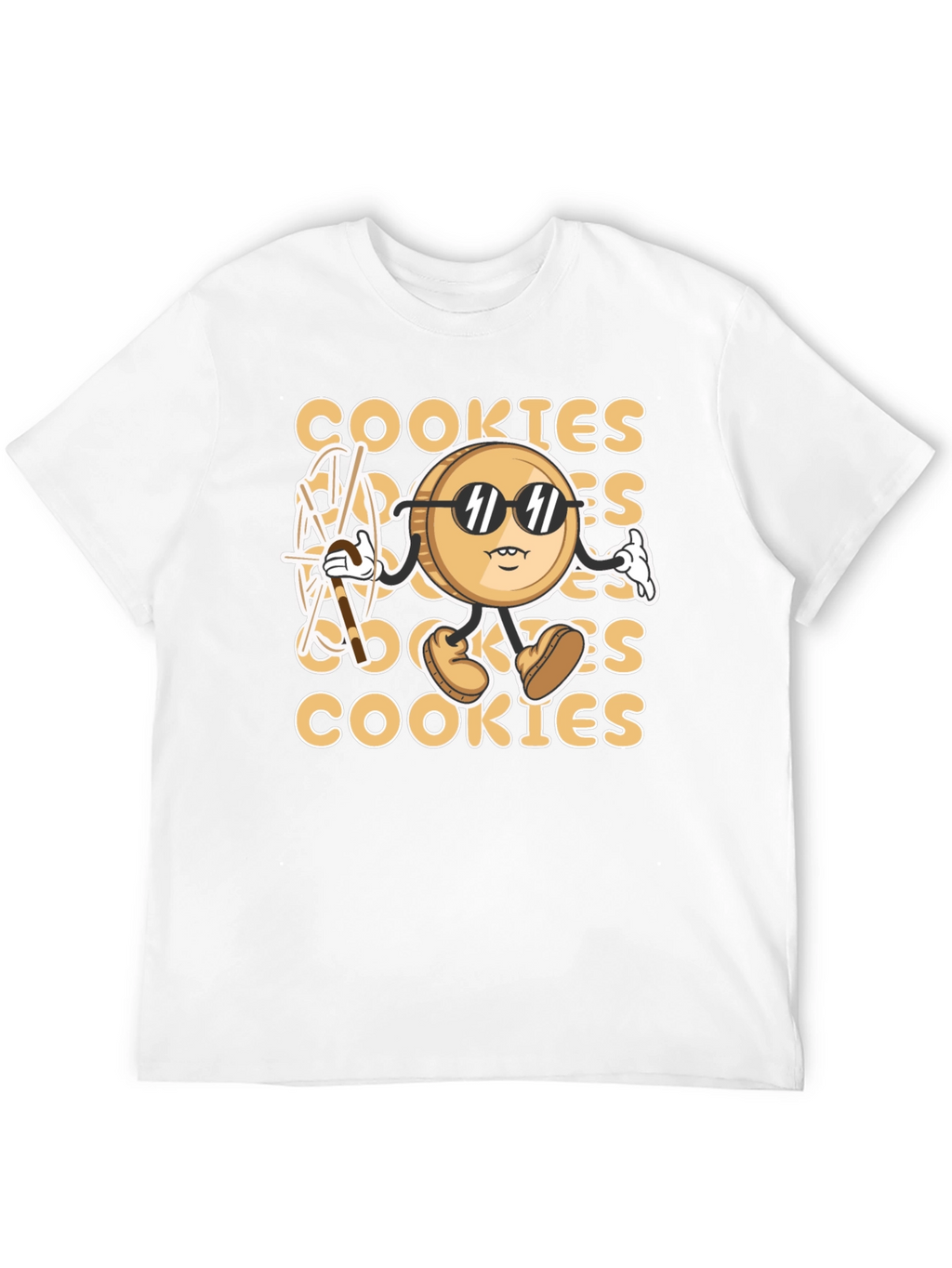 Cool Cookie Cartoon Graphic T-Shirt - Black