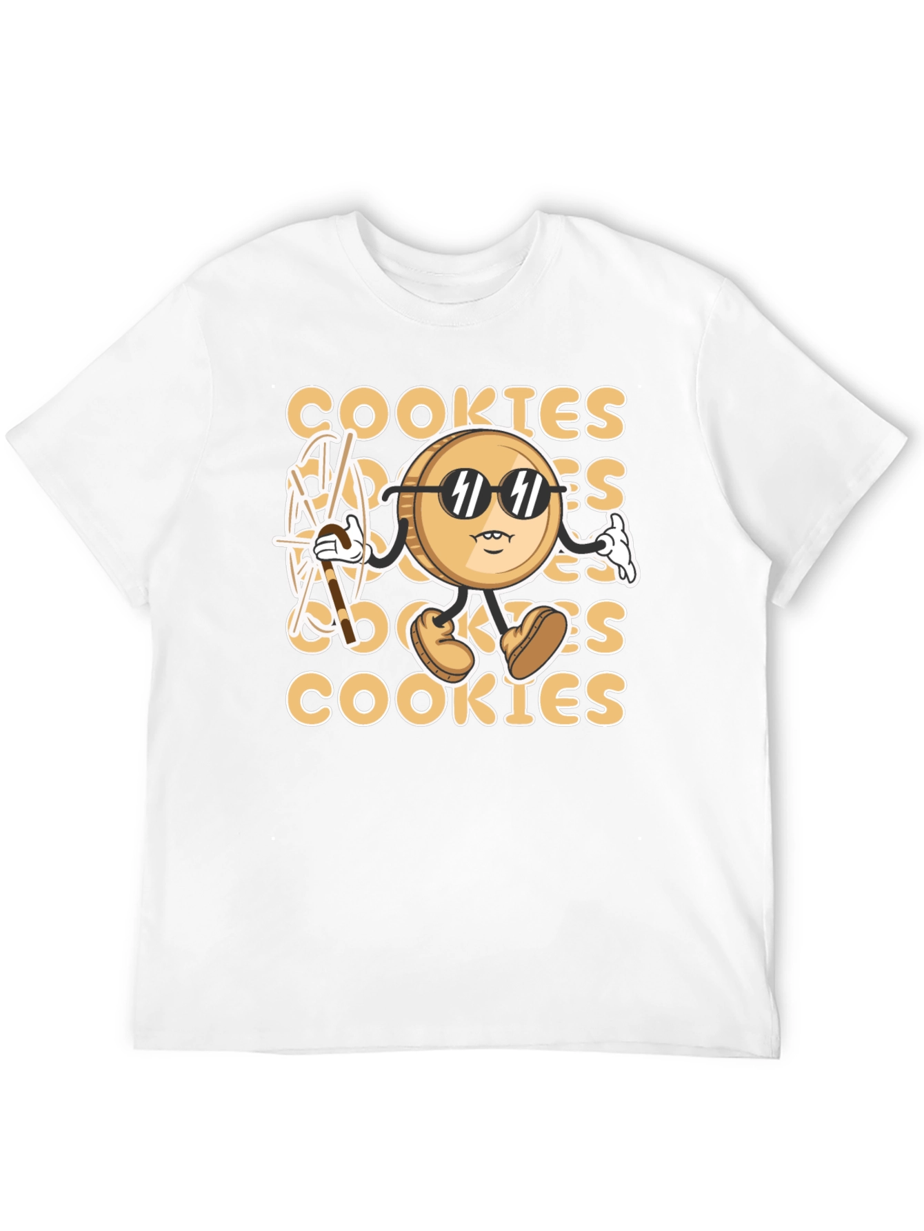 Cool Cookie Cartoon Graphic T-Shirt - Black