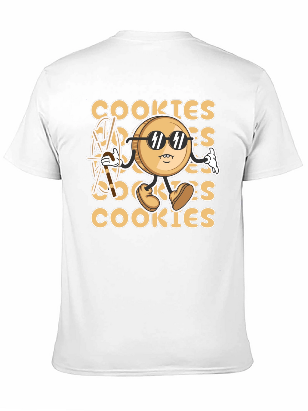 Cool Cookie Cartoon Graphic T-Shirt - Black