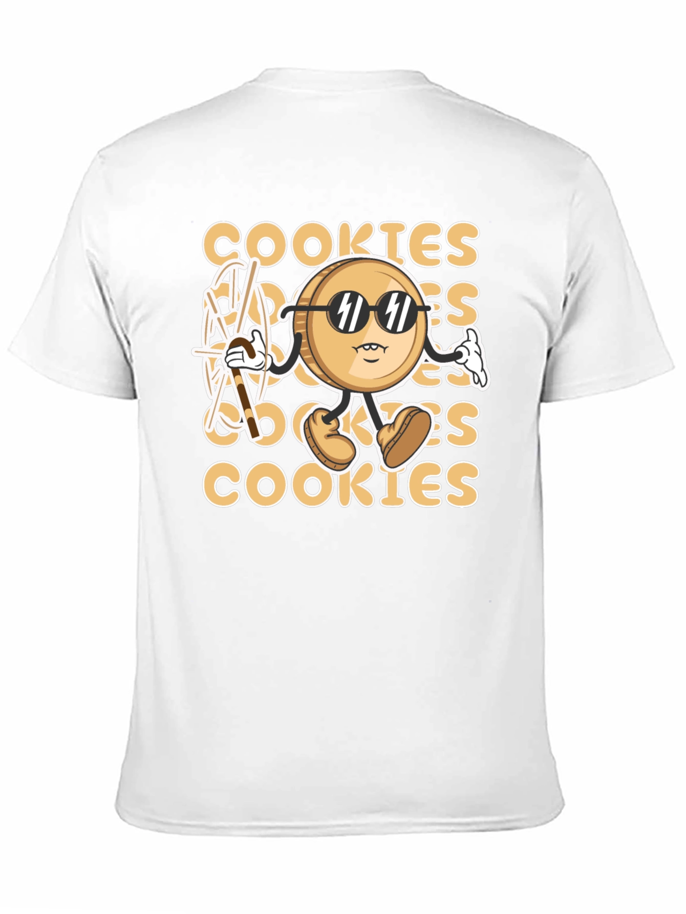 Cool Cookie Cartoon Graphic T-Shirt - Black