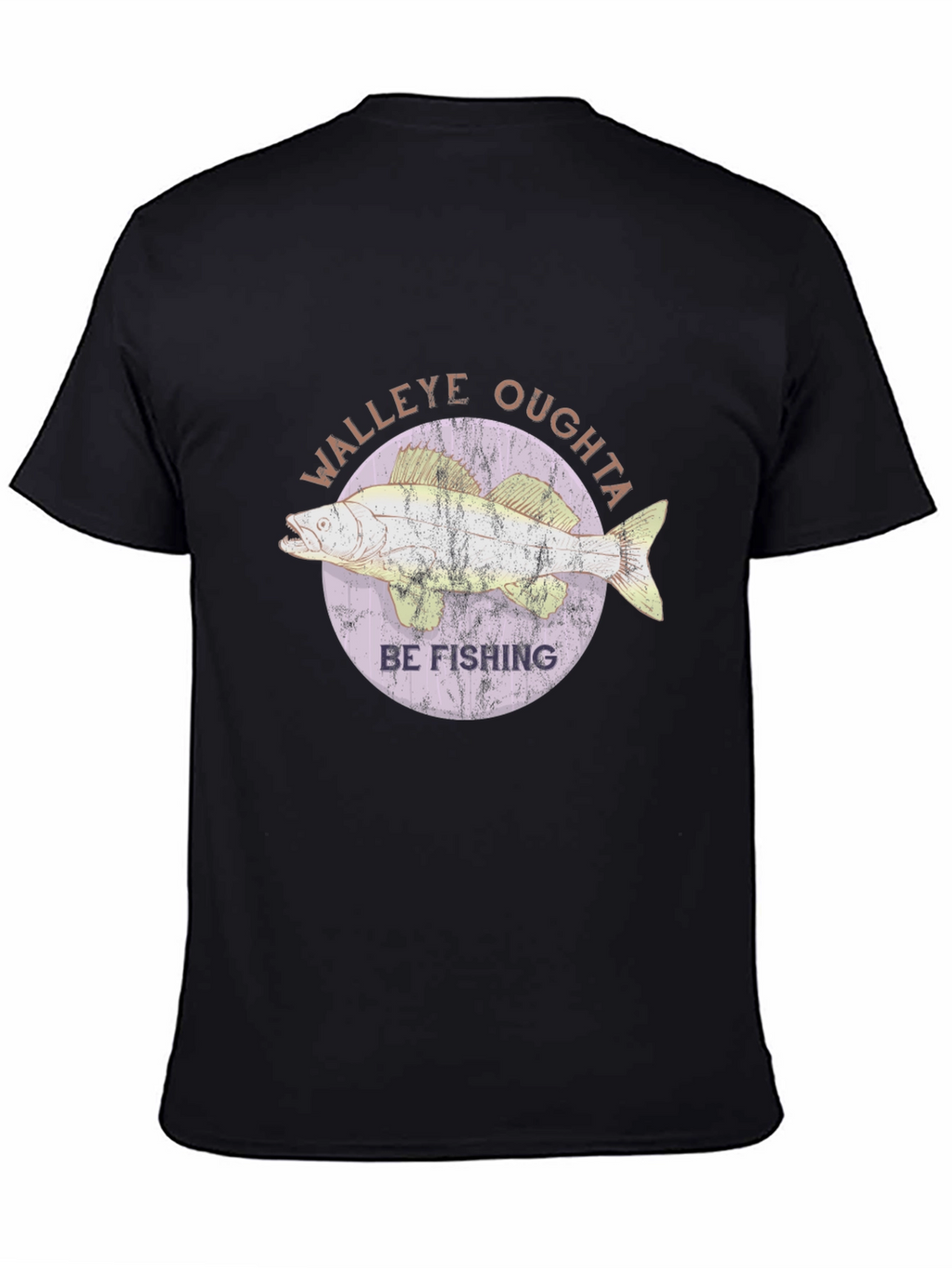 Walleye Fishing T-Shirt - Oughta Be Fishing Black Tee