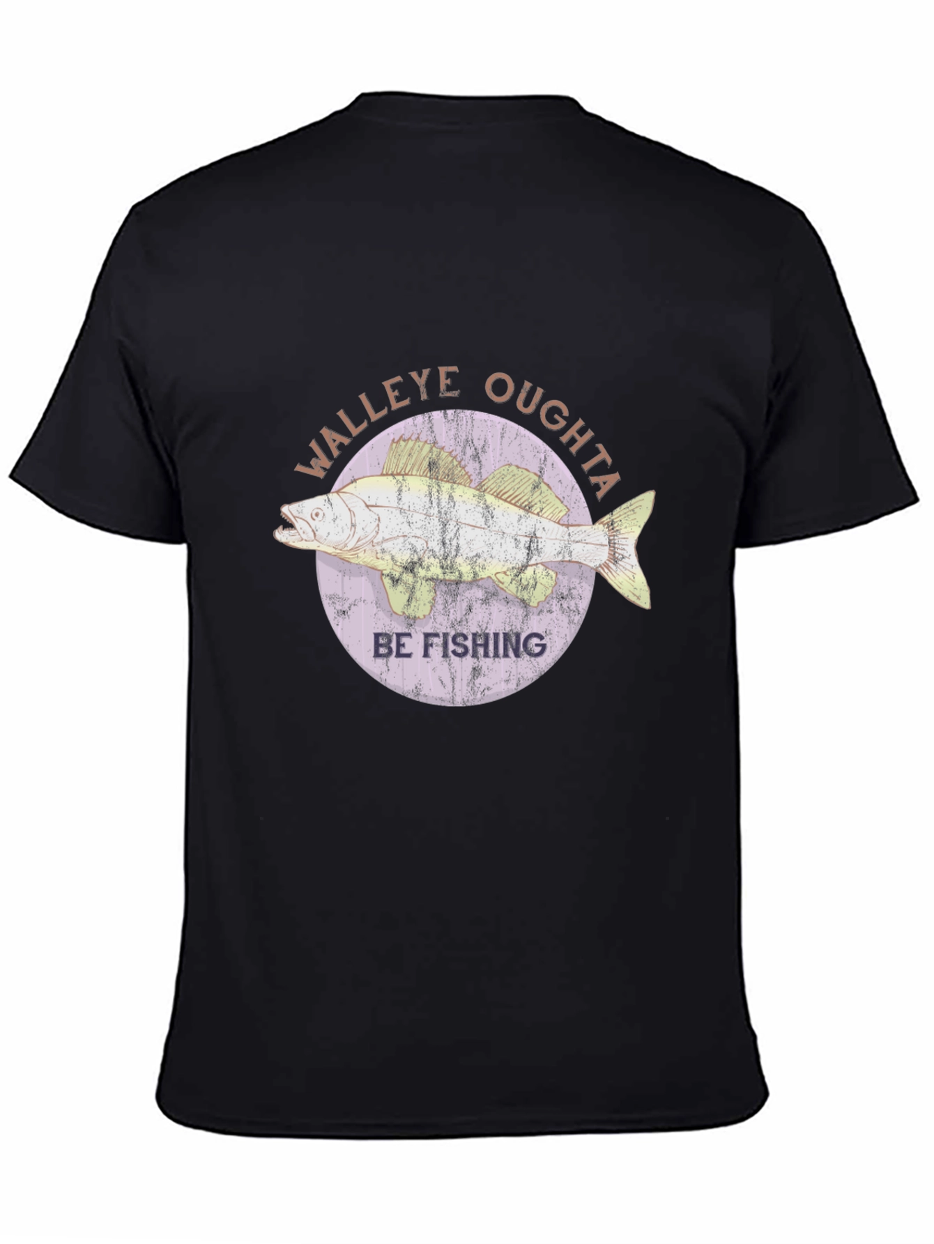 Walleye Fishing T-Shirt - Oughta Be Fishing Black Tee