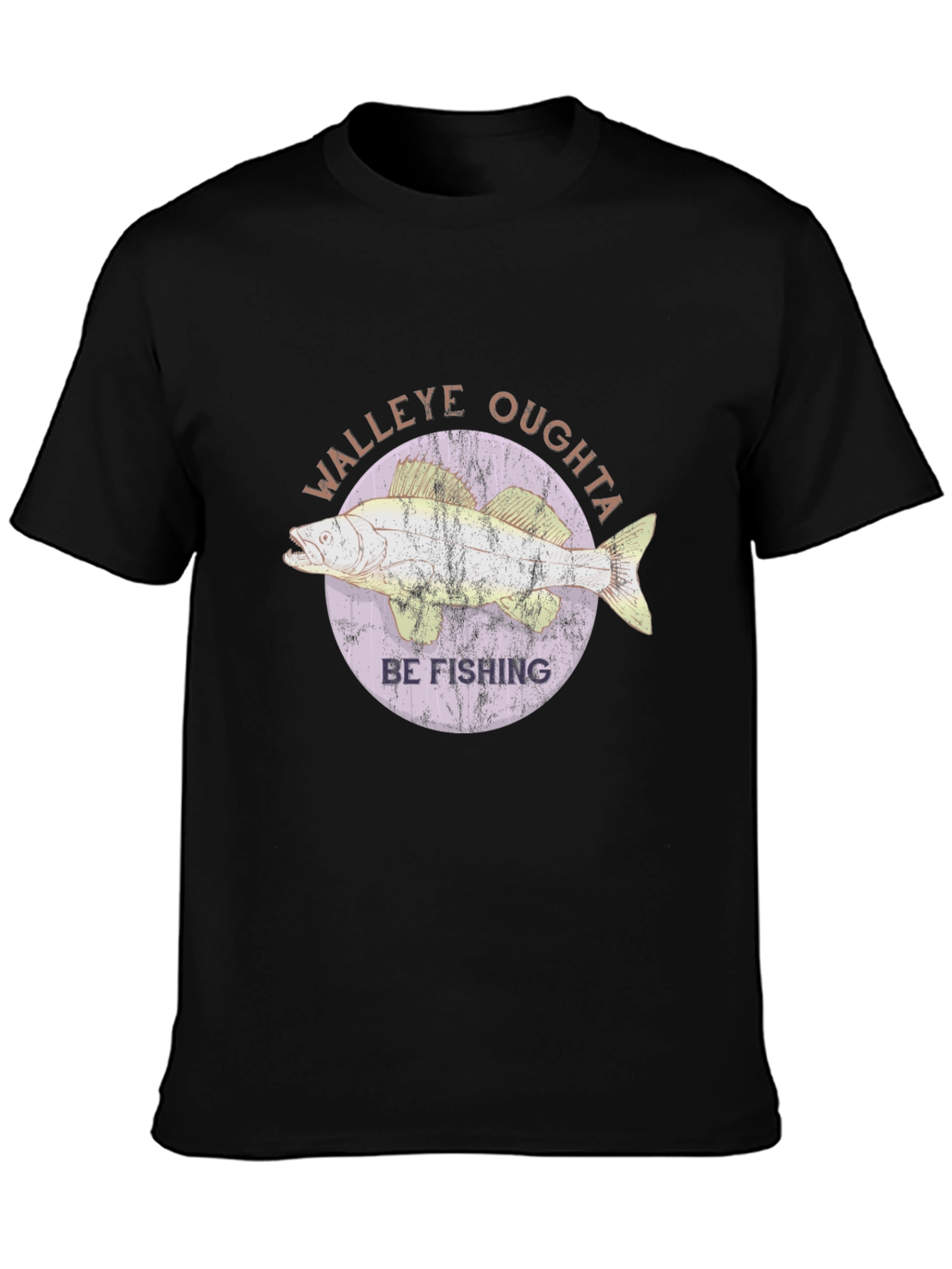 Walleye Fishing T-Shirt - Oughta Be Fishing Black Tee