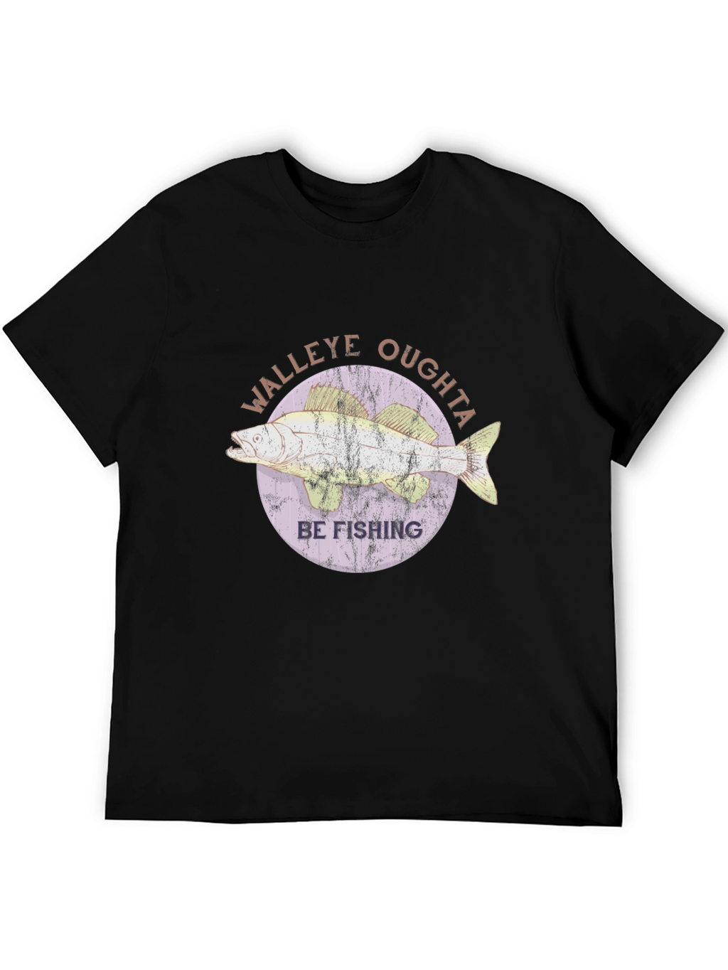 Walleye Fishing T-Shirt - Oughta Be Fishing Black Tee