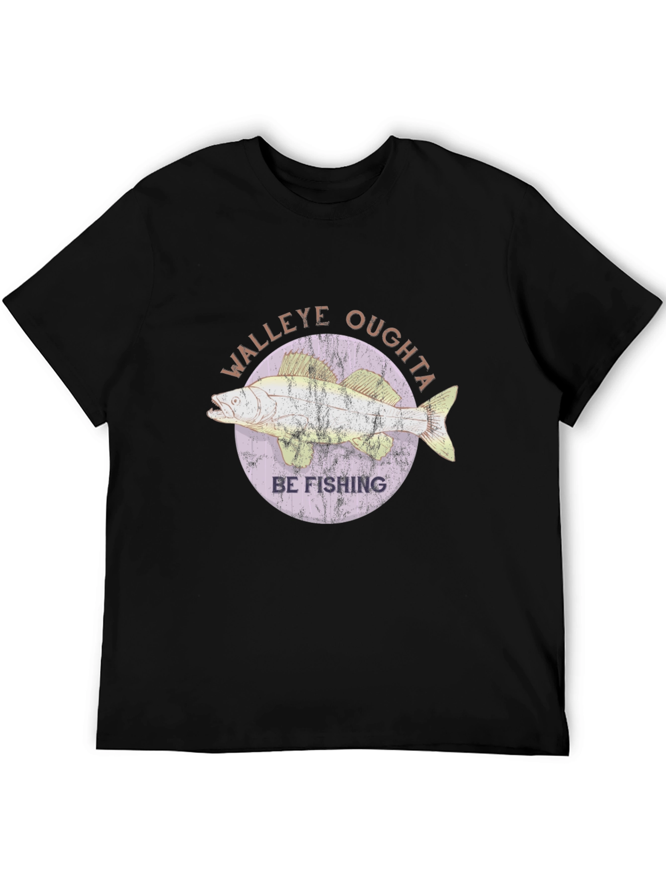 Walleye Fishing T-Shirt - Oughta Be Fishing Black Tee