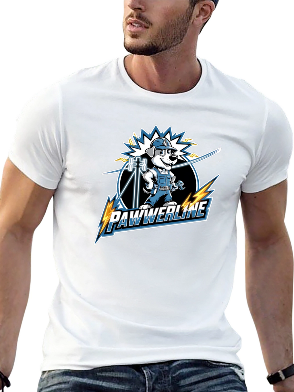 Pawwerline Electrician Dog Graphic T-Shirt
