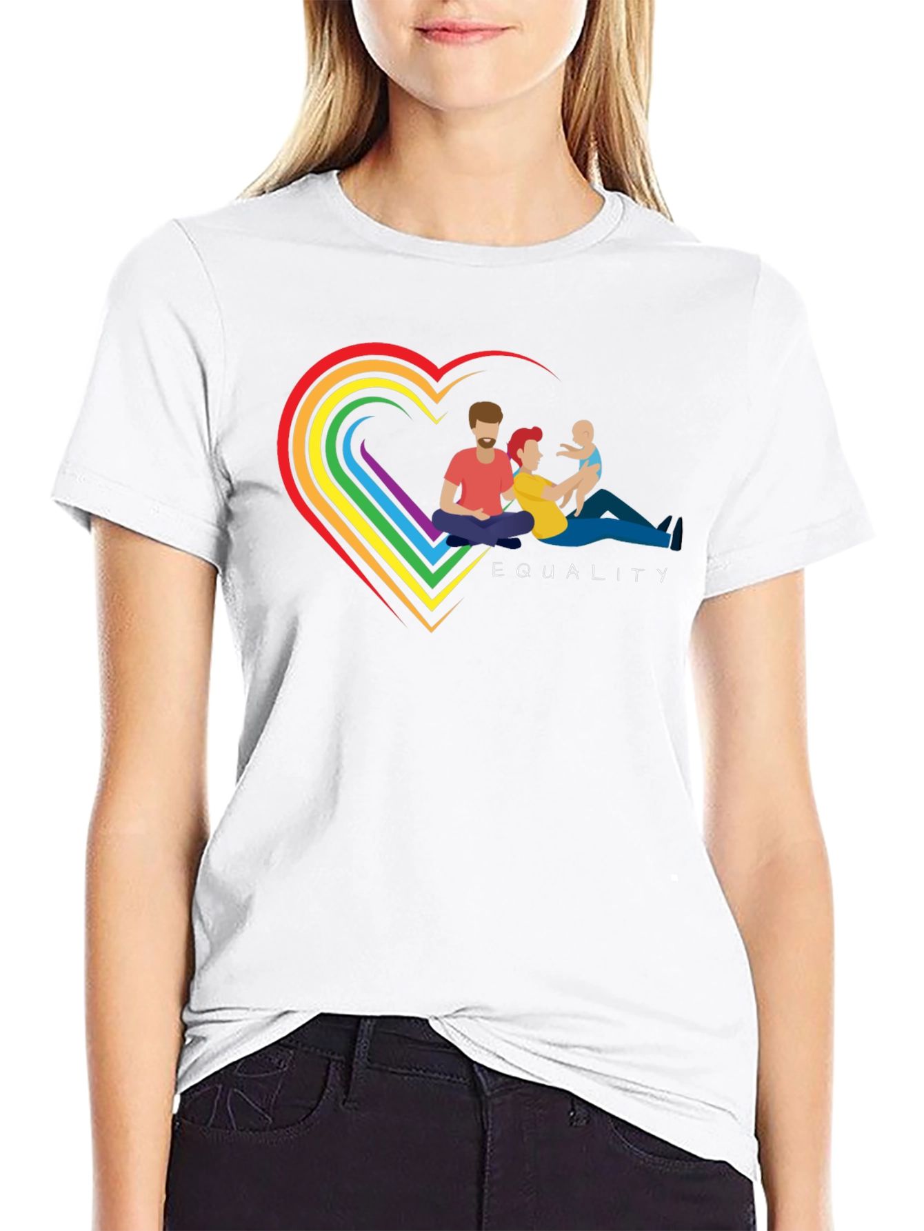 Equality Family Pride T-Shirt - Rainbow Heart Design
