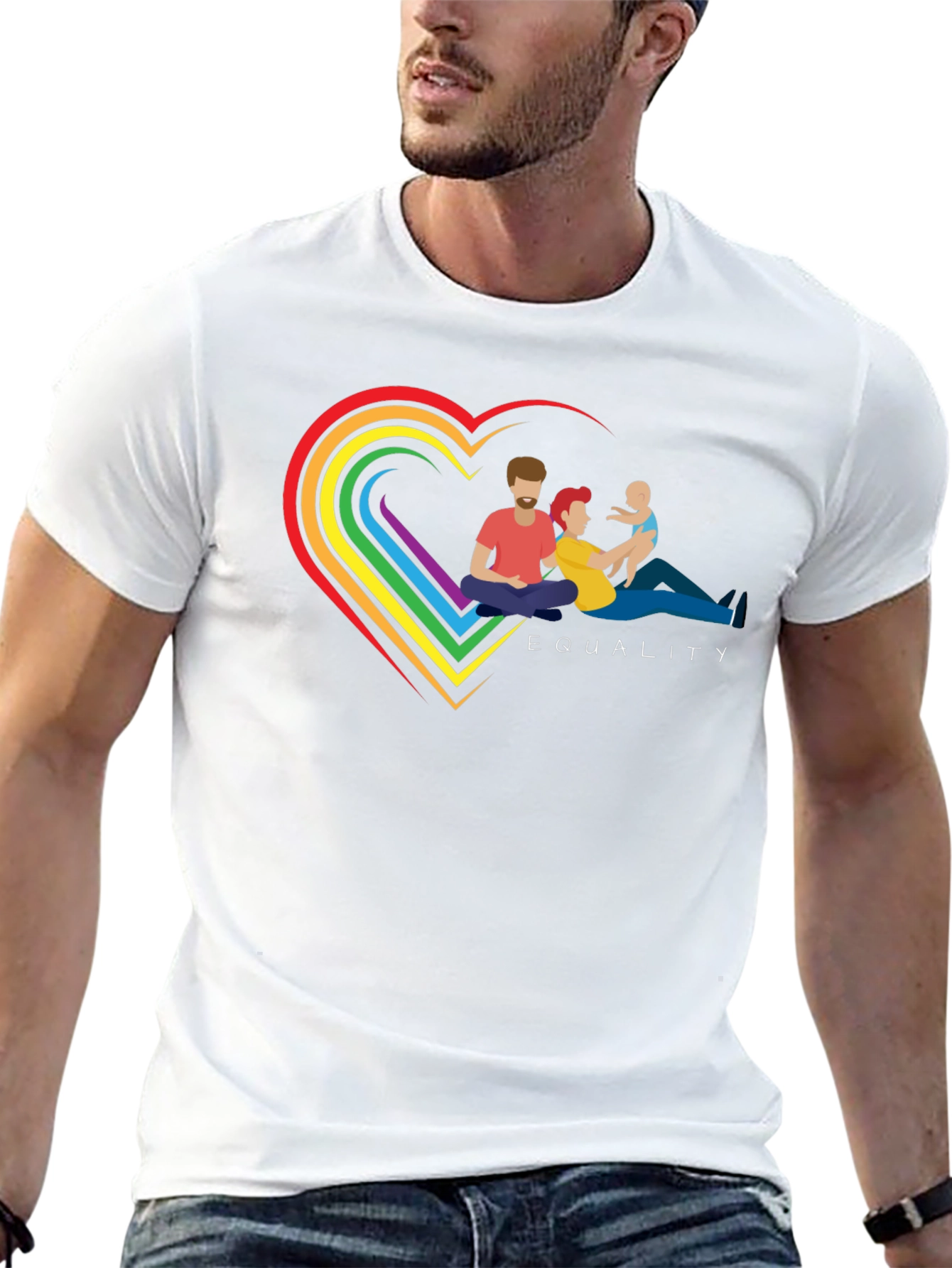 Equality Family Pride T-Shirt - Rainbow Heart Design
