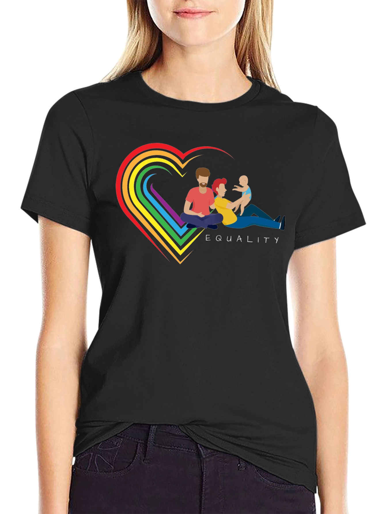 Equality Family Pride T-Shirt - Rainbow Heart Design
