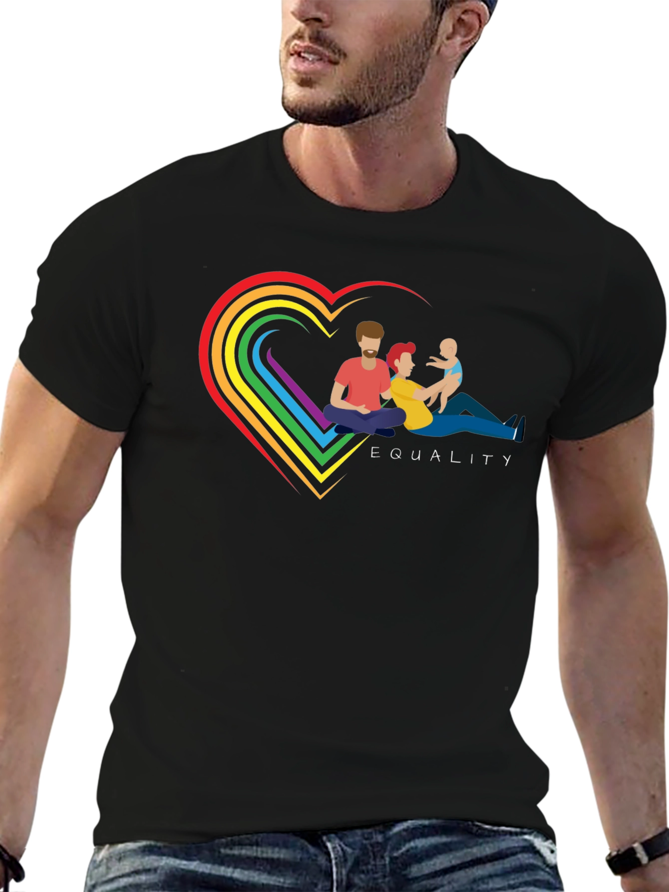Equality Family Pride T-Shirt - Rainbow Heart Design