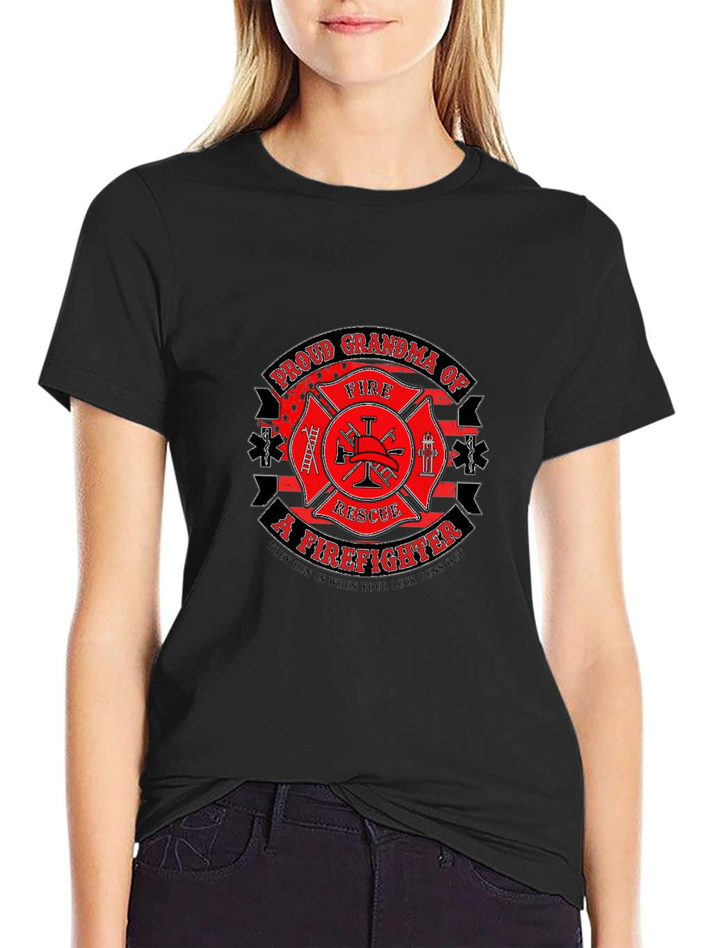 Proud Grandma Firefighter Graphic Tee