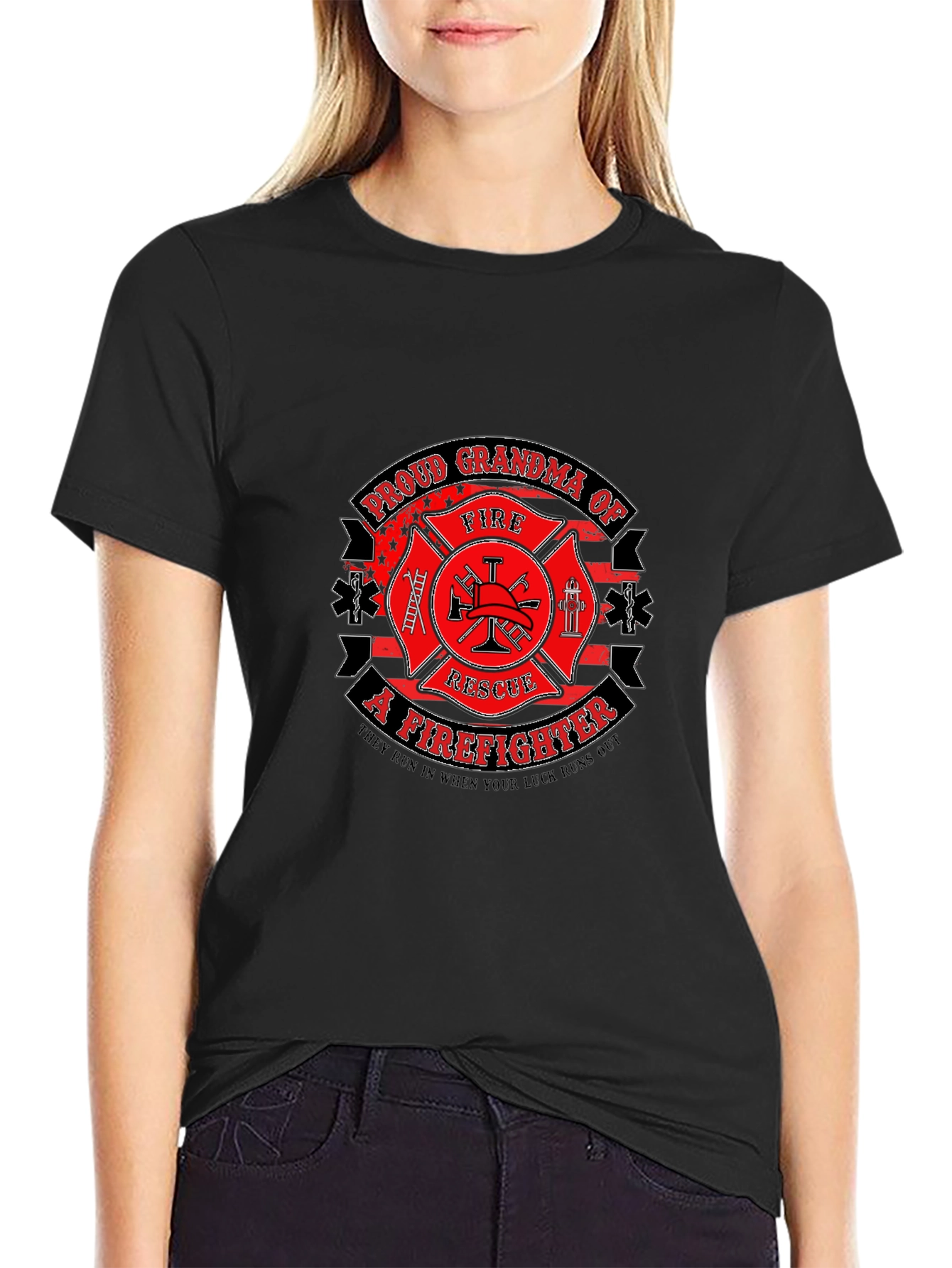 Proud Grandma Firefighter Graphic Tee