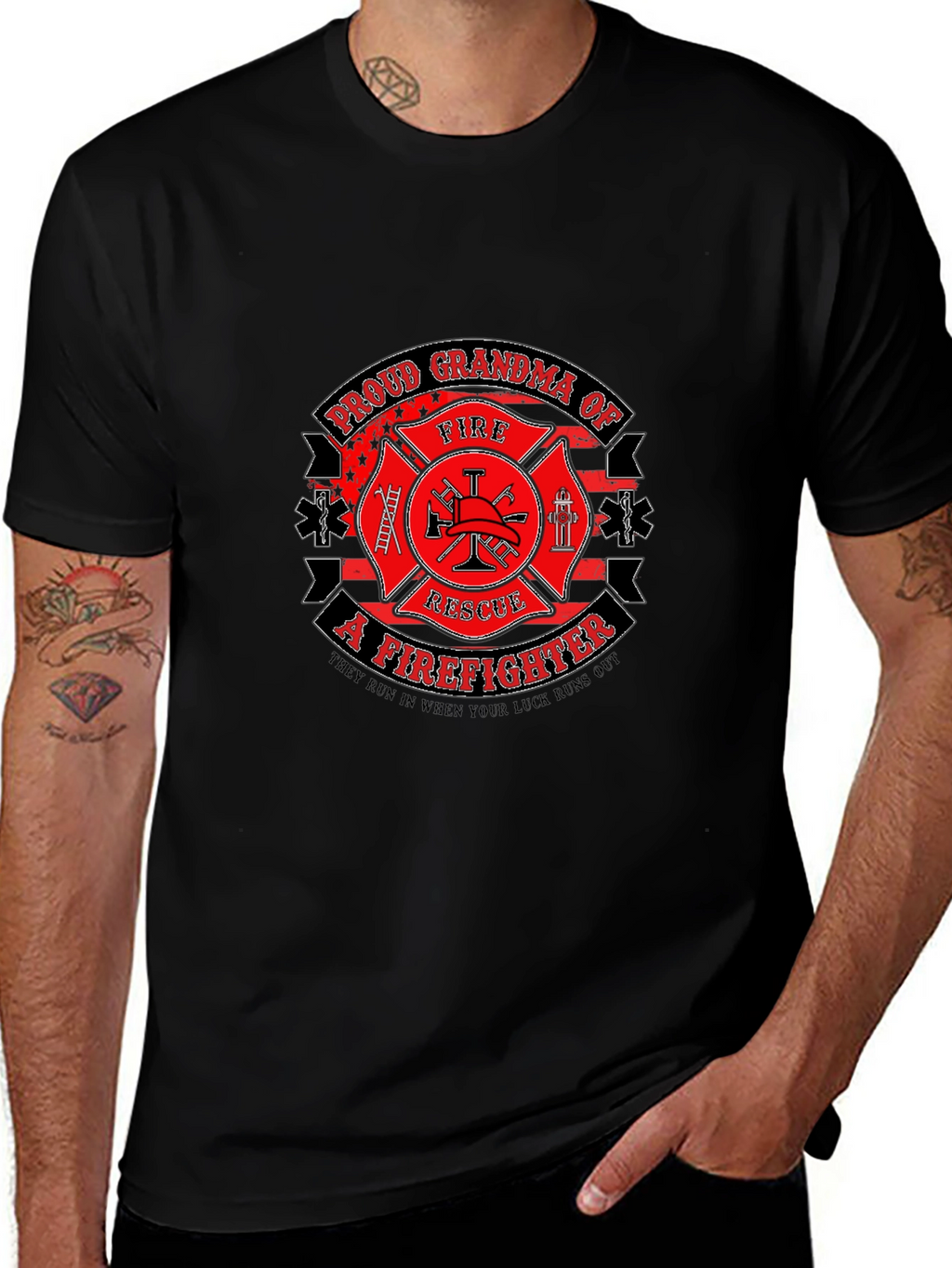 Proud Grandma Firefighter Graphic Tee