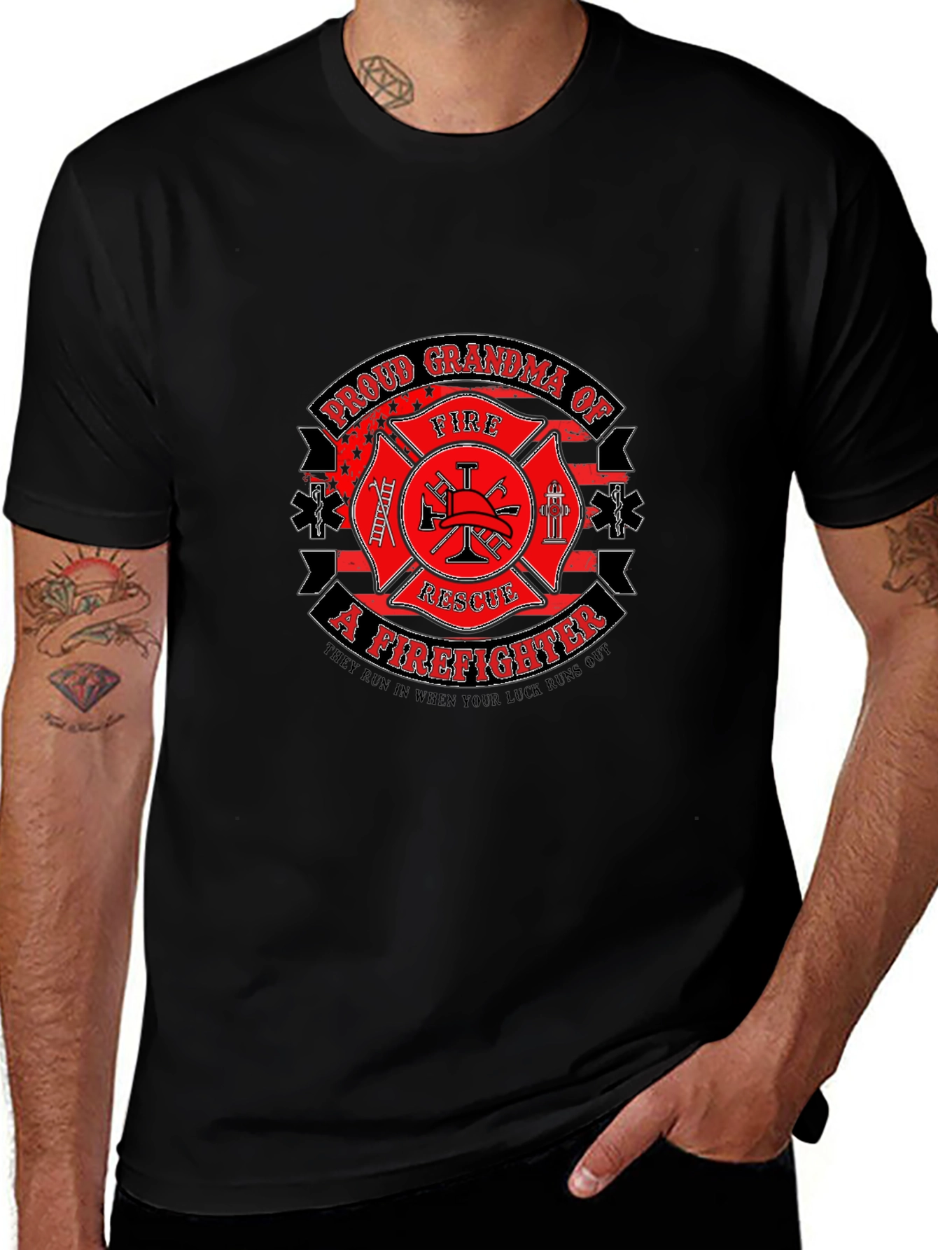 Proud Grandma Firefighter Graphic Tee