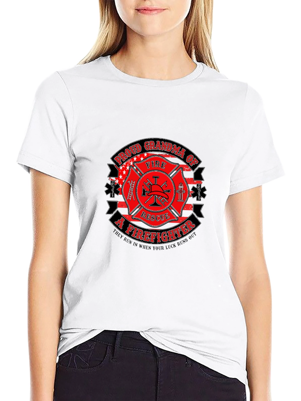 Proud Grandma Firefighter Graphic Tee