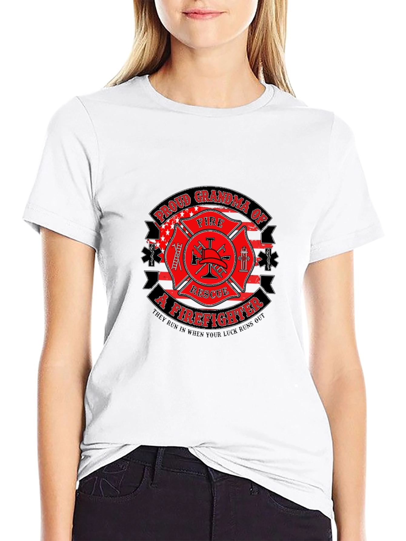 Proud Grandma Firefighter Graphic Tee