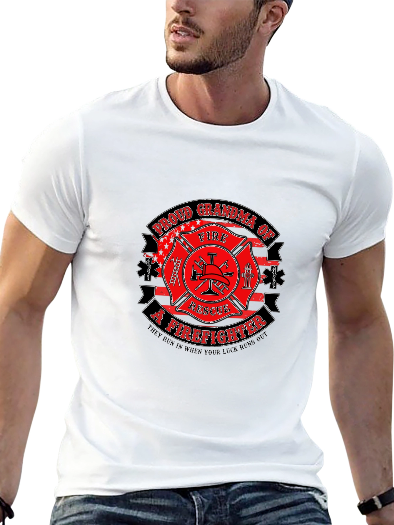 Proud Grandma Firefighter Graphic Tee