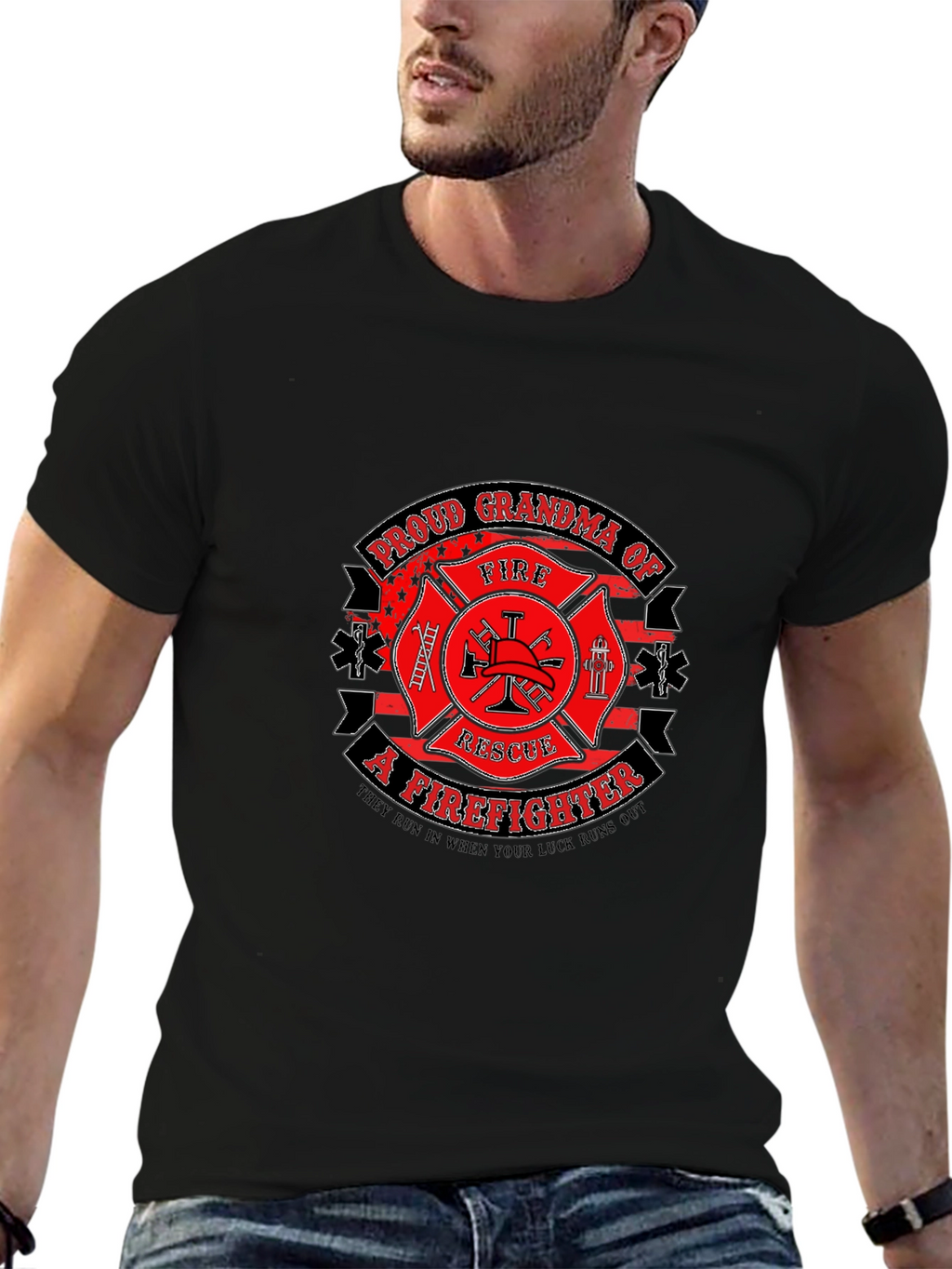 Proud Grandma Firefighter Graphic Tee