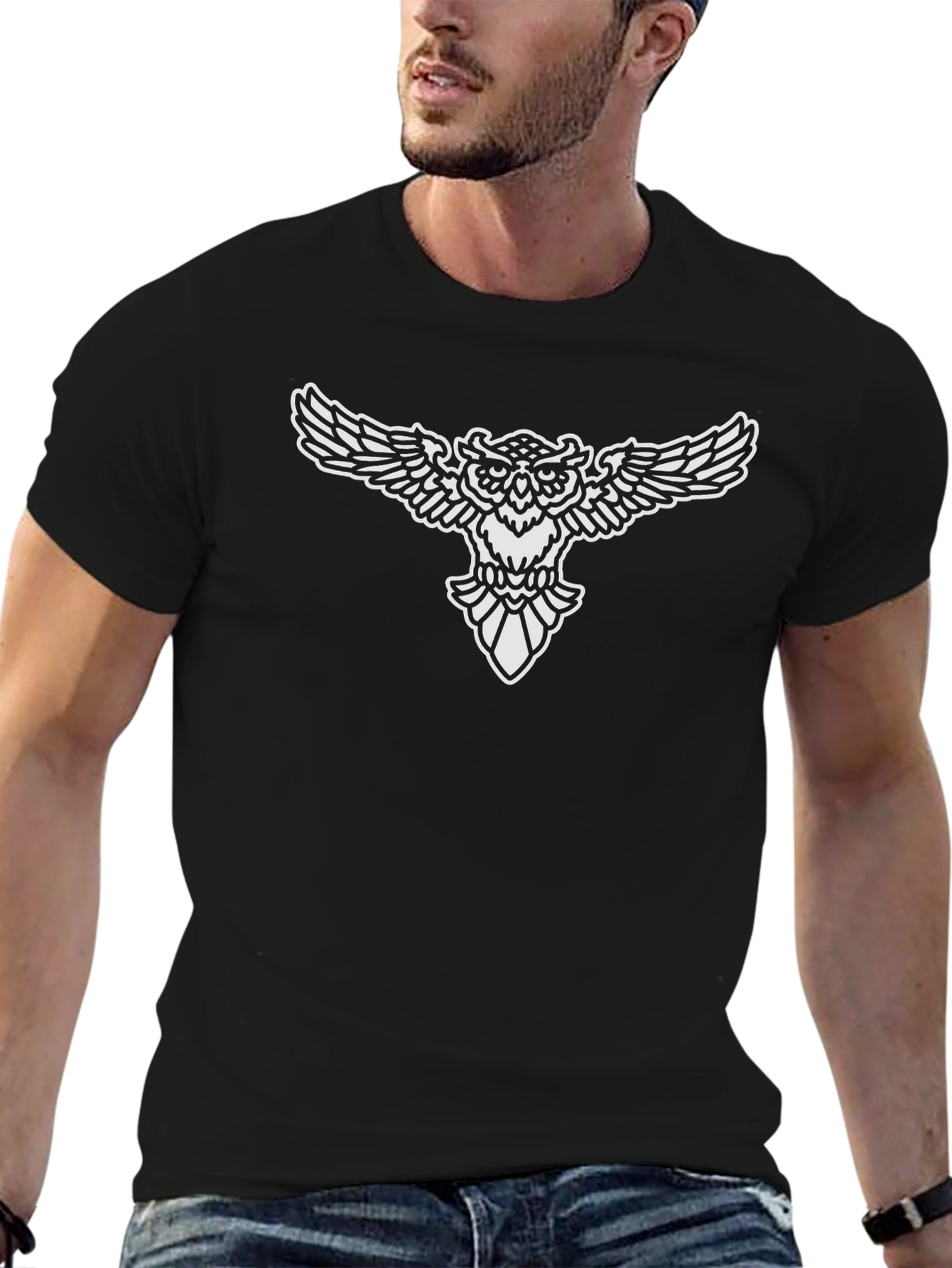 Cool Owl Graphic Black T-Shirt