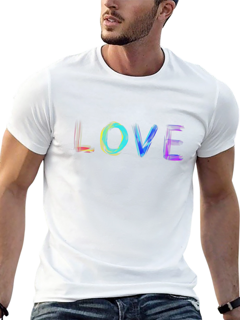 Rainbow LOVE Graphic Black T-Shirt