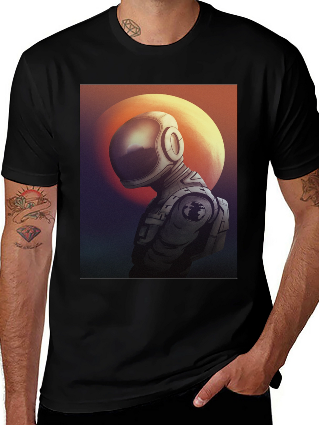 Astronaut Graphic Black T-Shirt - Space Explorer Tee