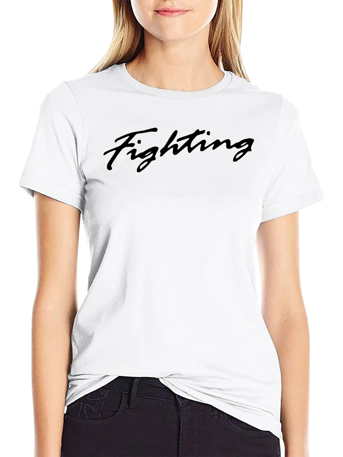 Fighting Script Black T-Shirt - Casual Style