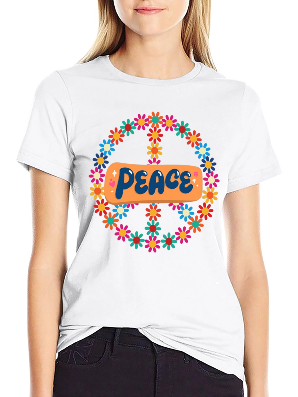 Retro Peace Sign Floral T-Shirt