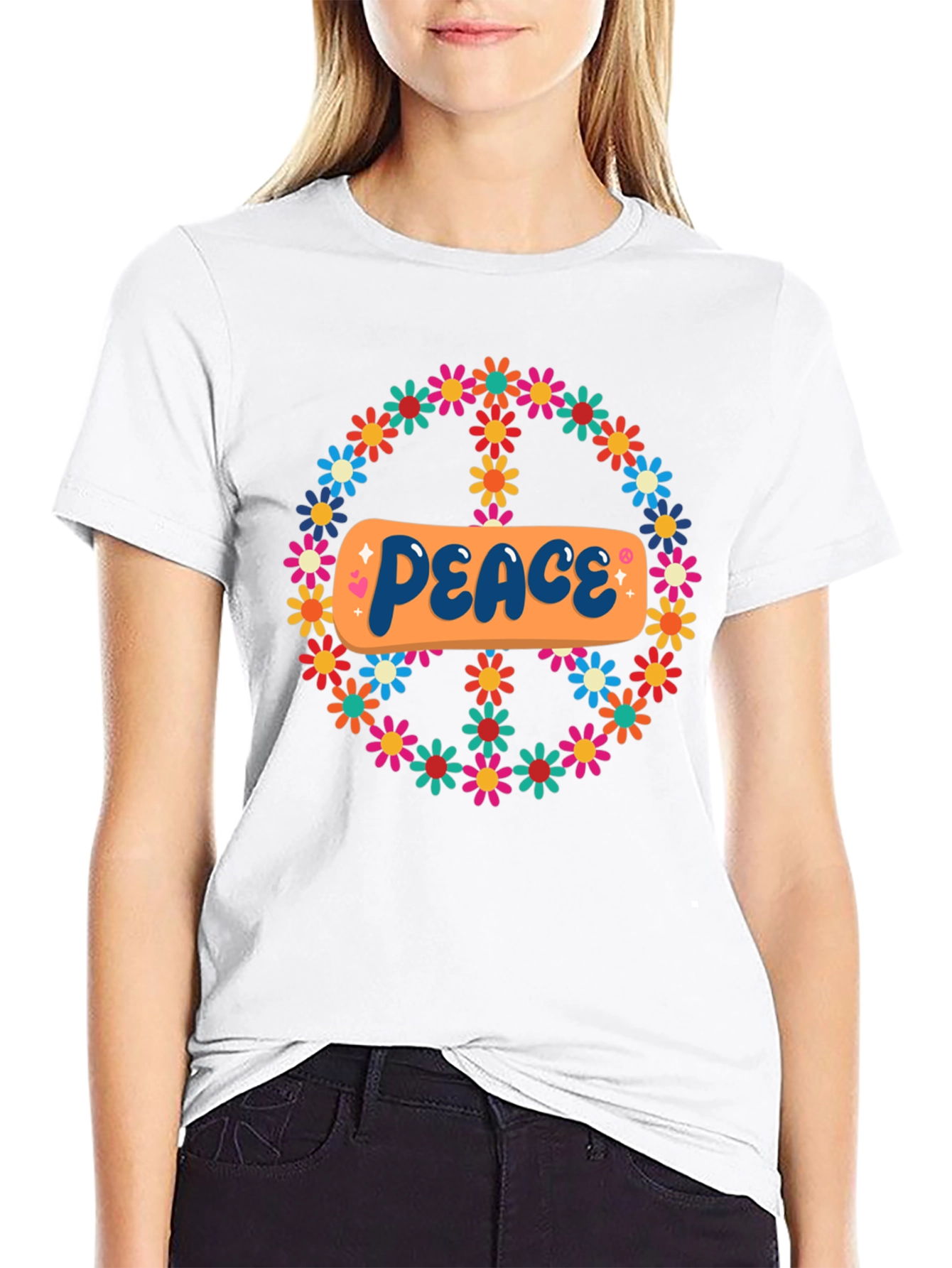 Retro Peace Sign Floral T-Shirt