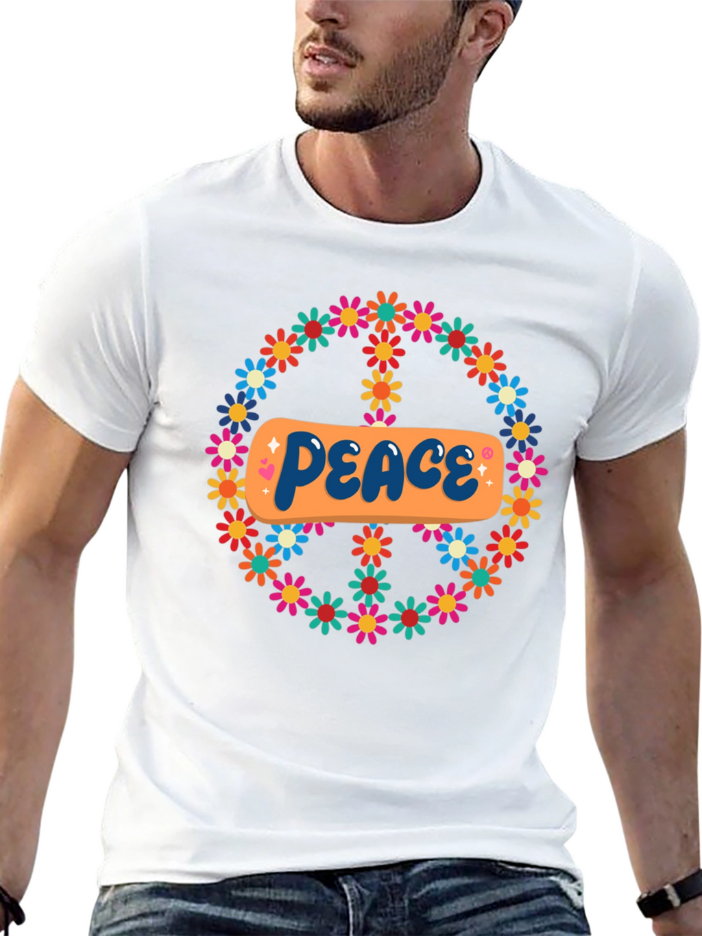 Retro Peace Sign Floral T-Shirt