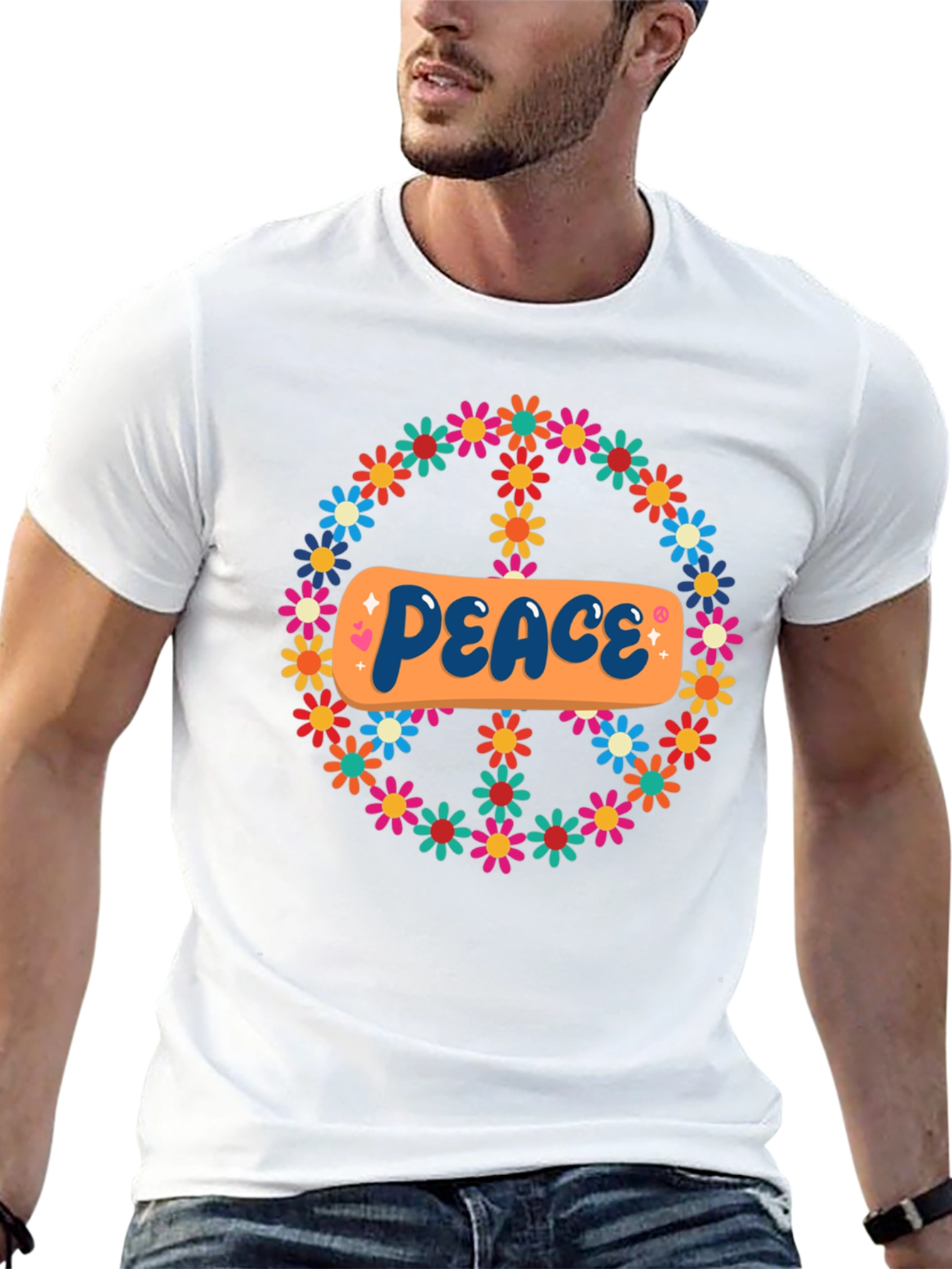 Retro Peace Sign Floral T-Shirt