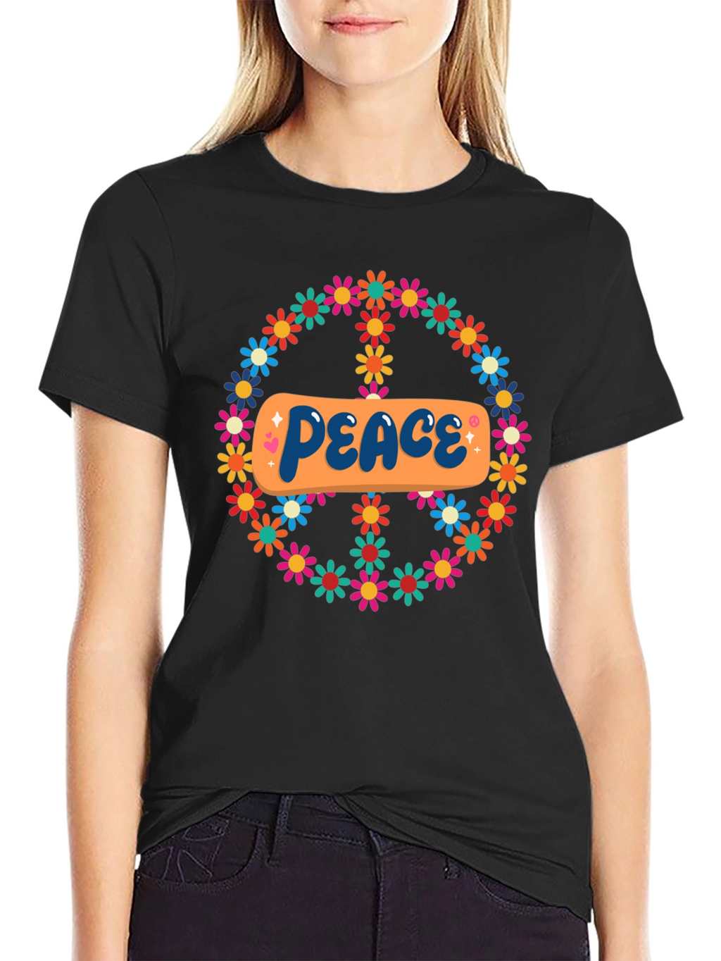 Retro Peace Sign Floral T-Shirt
