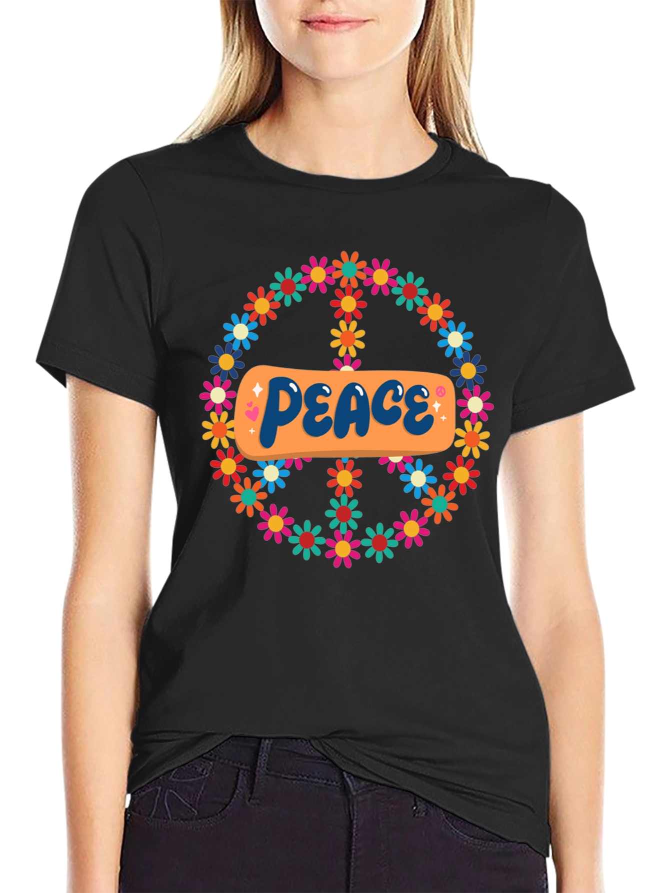 Retro Peace Sign Floral T-Shirt